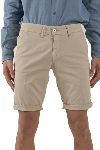 Cristian Maldive Beige SS25 slim cotton Bermuda shorts