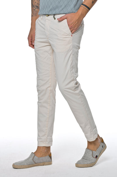 Pantaloni in cotone slim Sonic Raso panna SS26