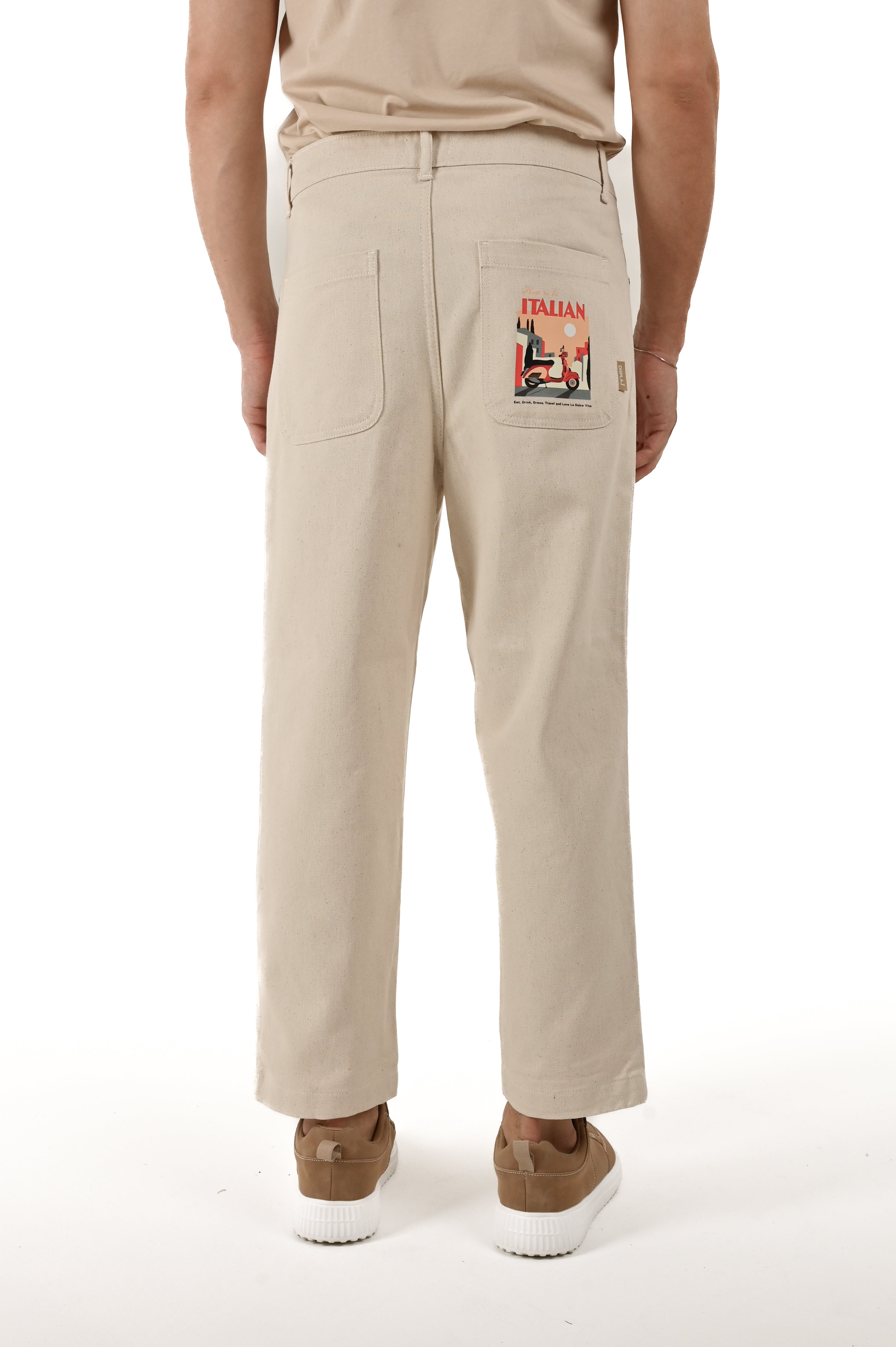 Pantaloni Classici regular Rock Stampato PN panna SS25