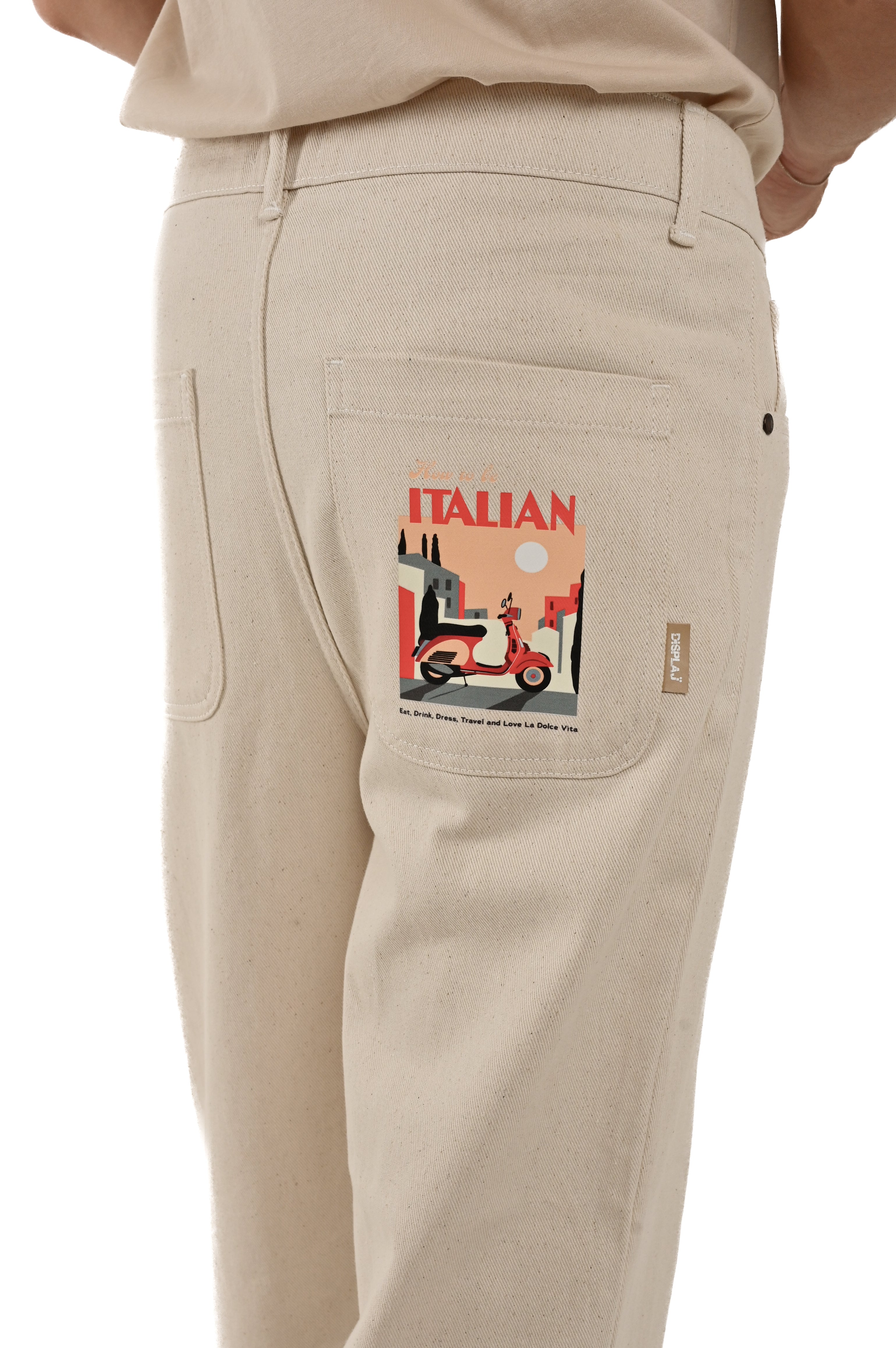 Pantaloni Classici regular Rock Stampato PN panna SS25