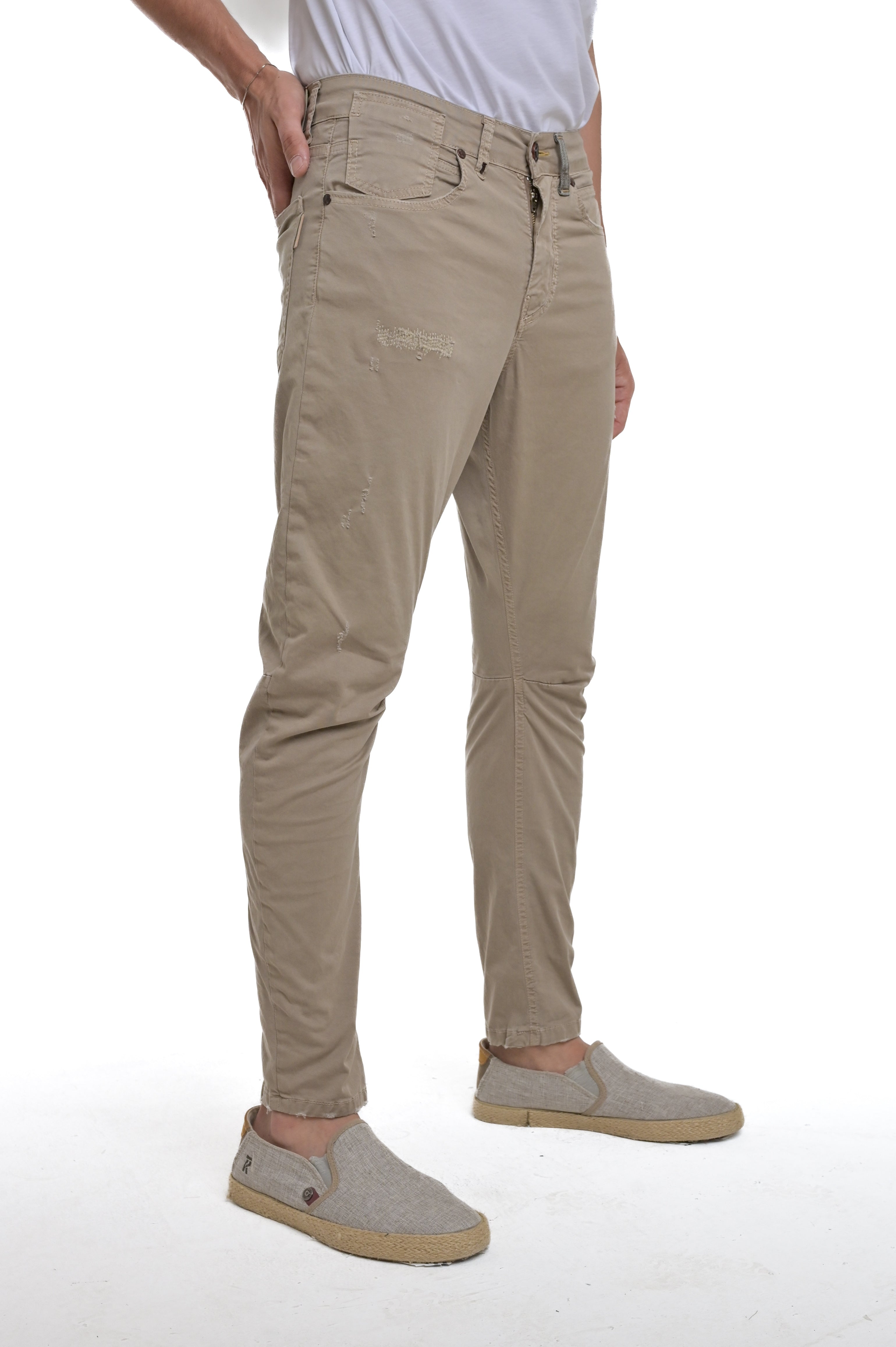 Pantaloni in cotone tapered Kron Rotture CT103 beige SS25