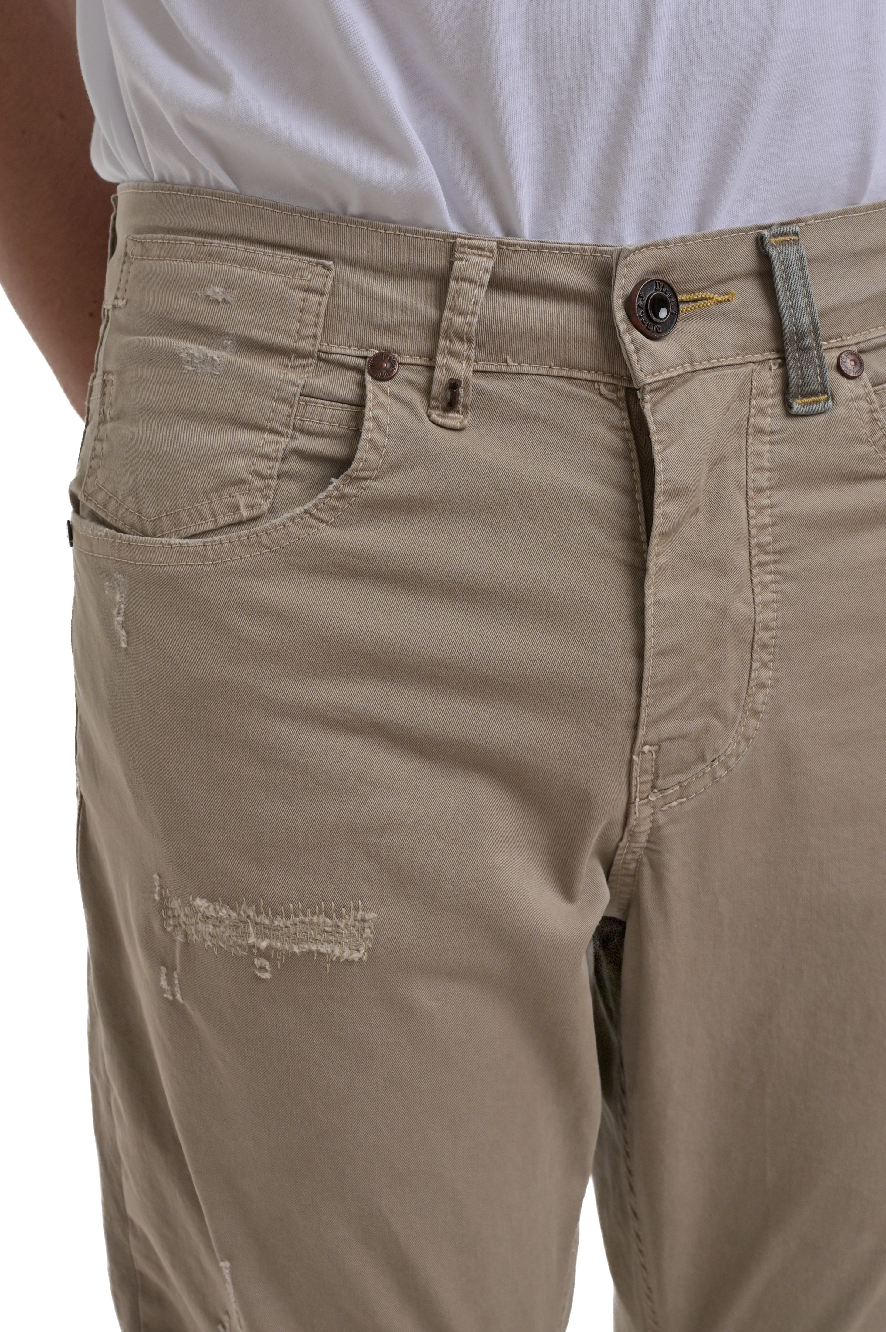 Pantaloni in cotone tapered Kron Rotture CT103 beige SS25