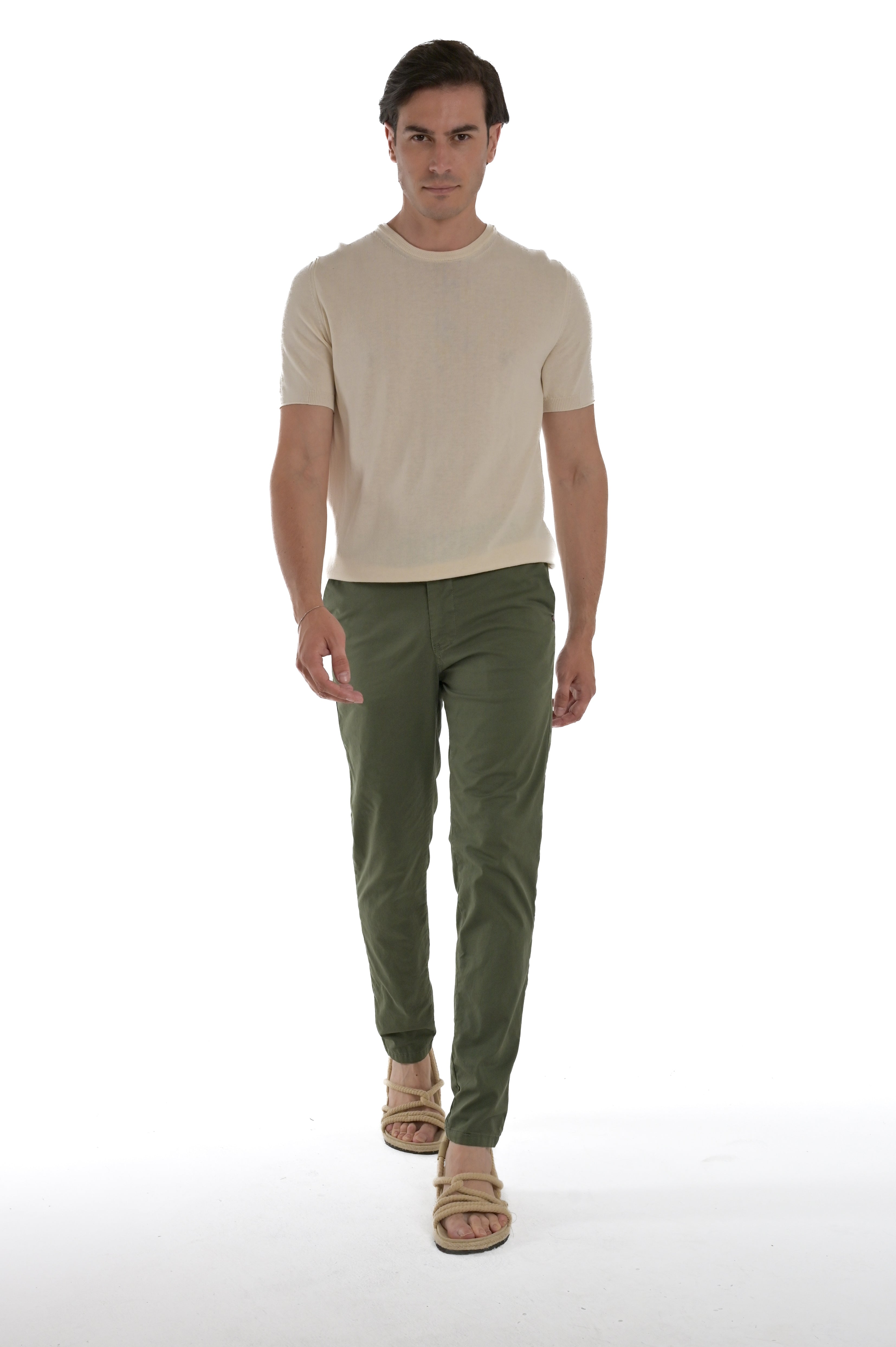 Pantaloni in cotone slim Sonic Sant verde SS25