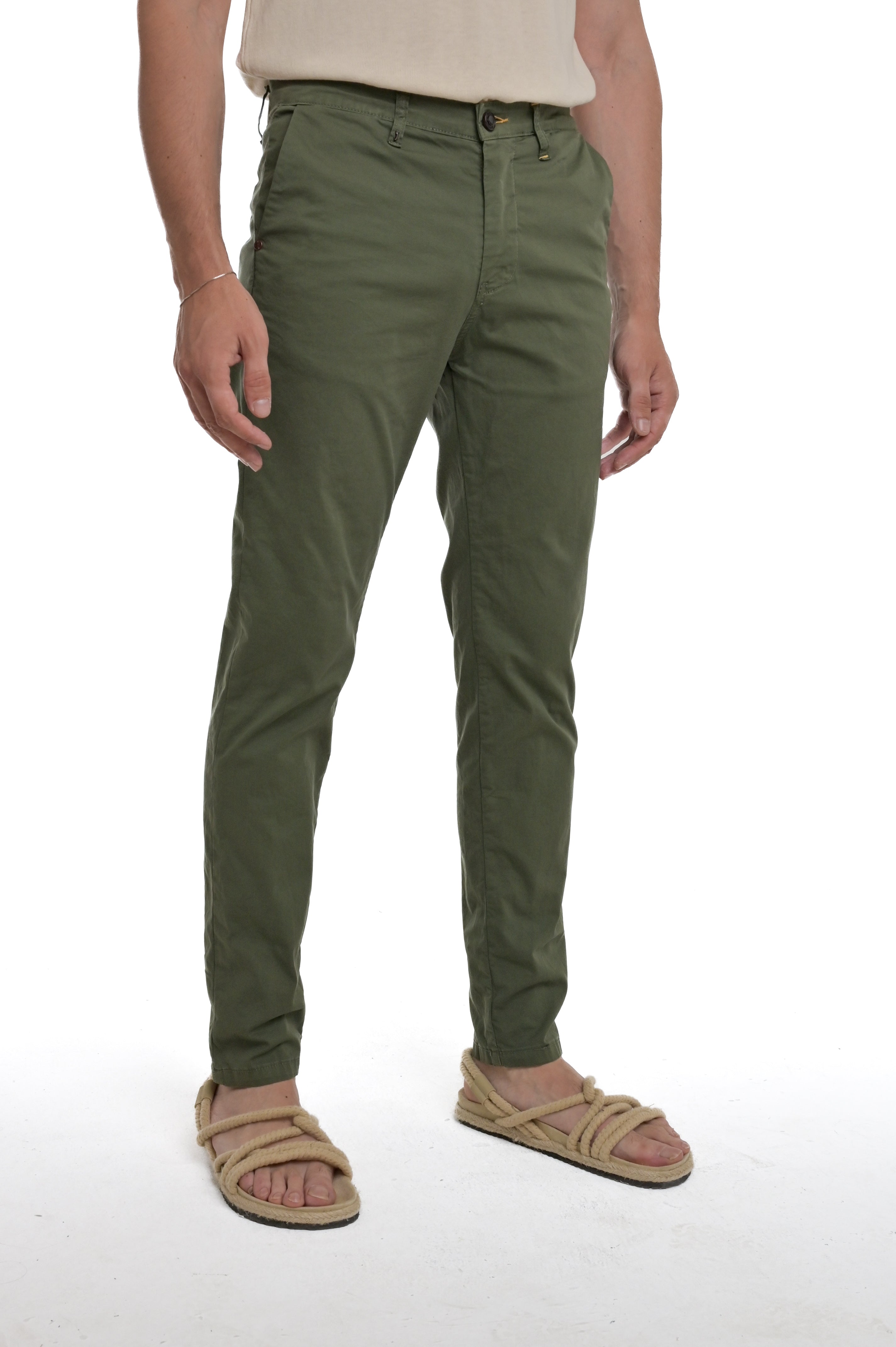 Pantaloni in cotone slim Sonic Sant verde SS25