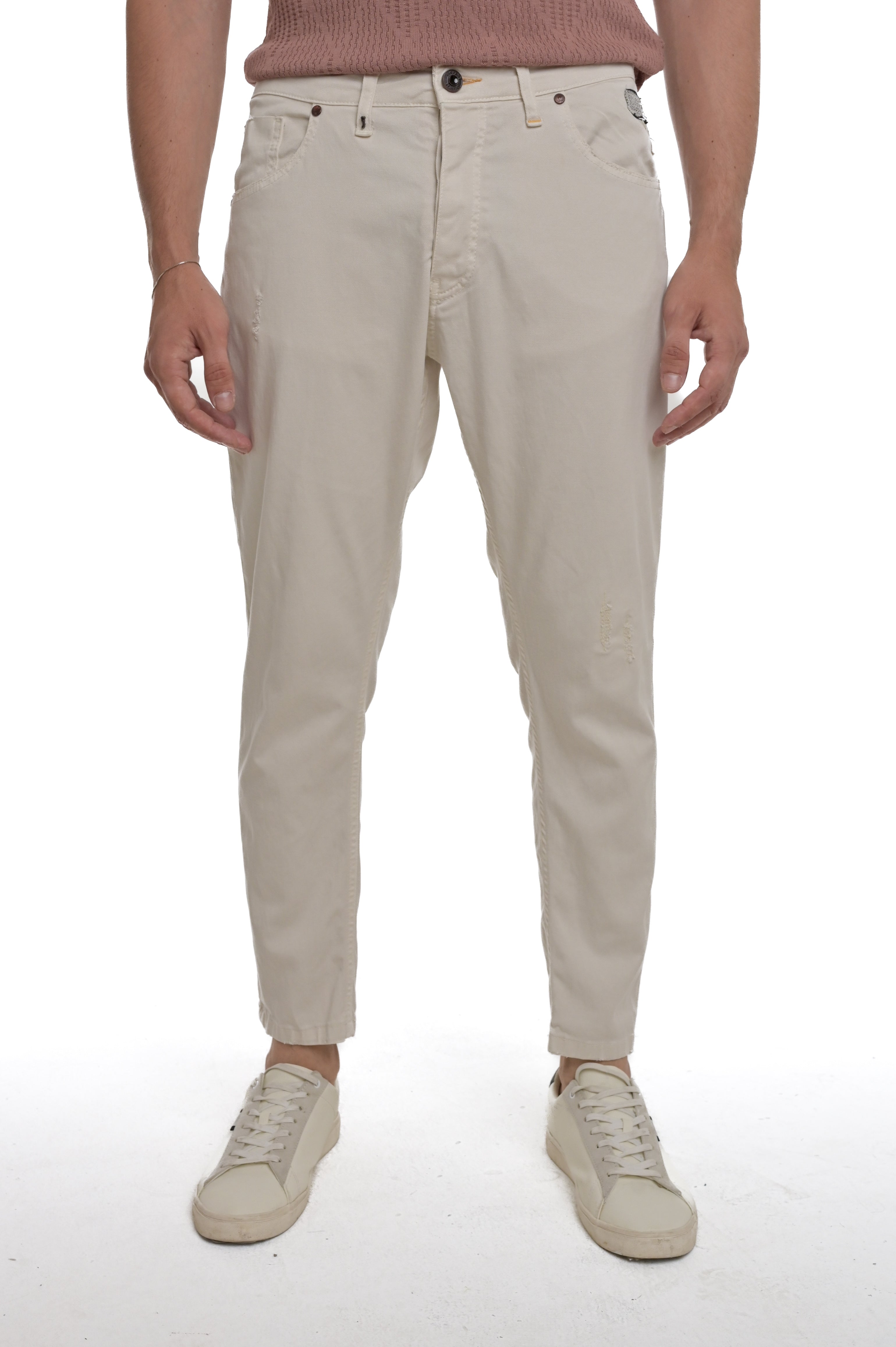 Pantaloni in cotone slim Life Rotture CT 107 panna SS25