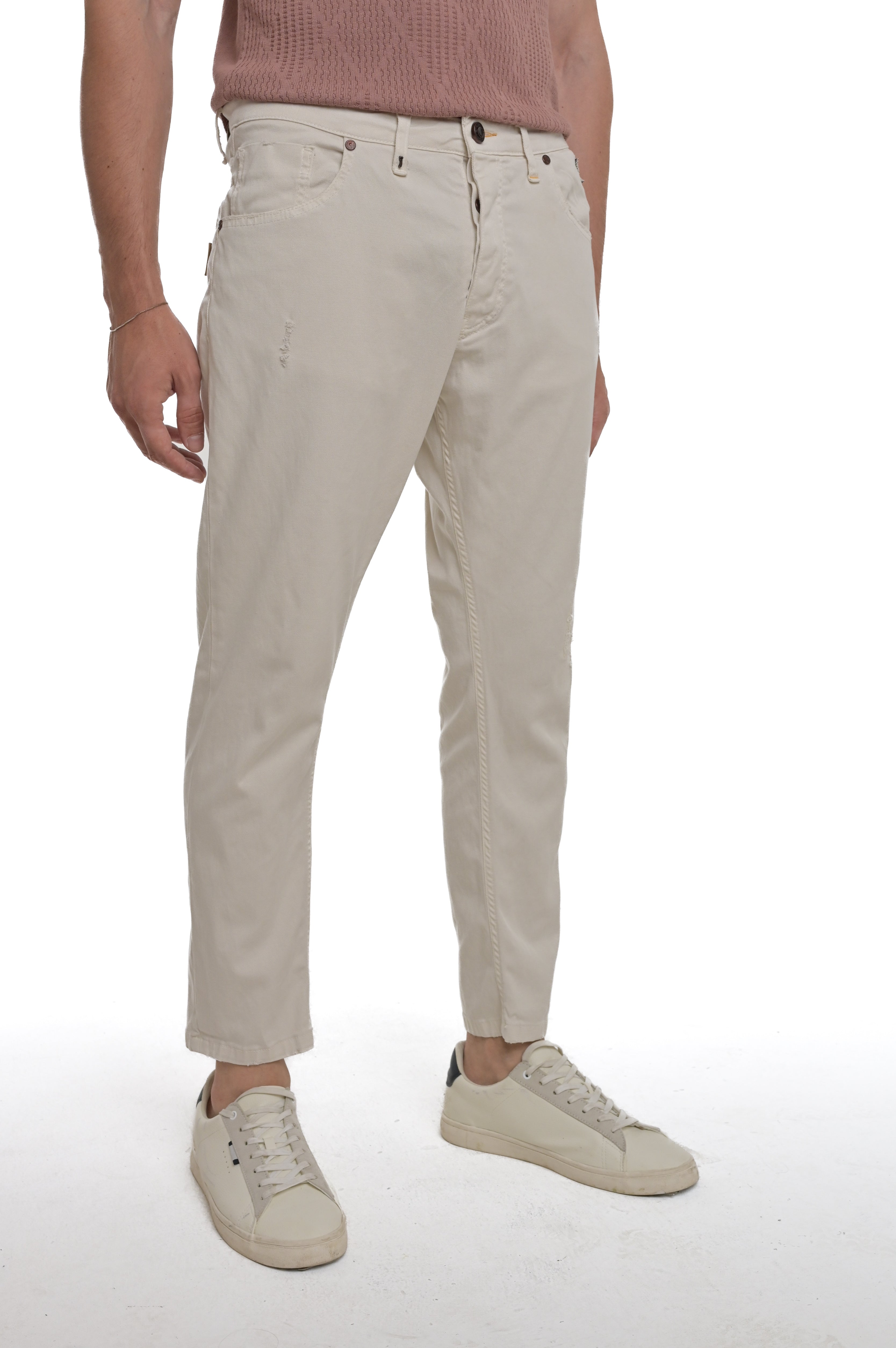 Pantaloni in cotone slim Life Rotture CT 107 panna SS25