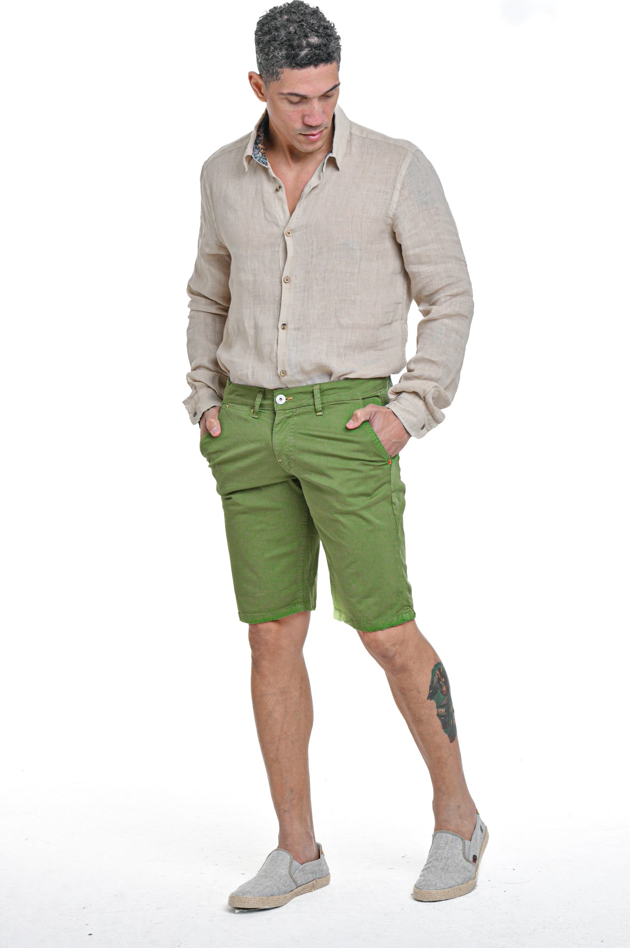 Bermuda in cotone slim Martin Verde Pera SS24