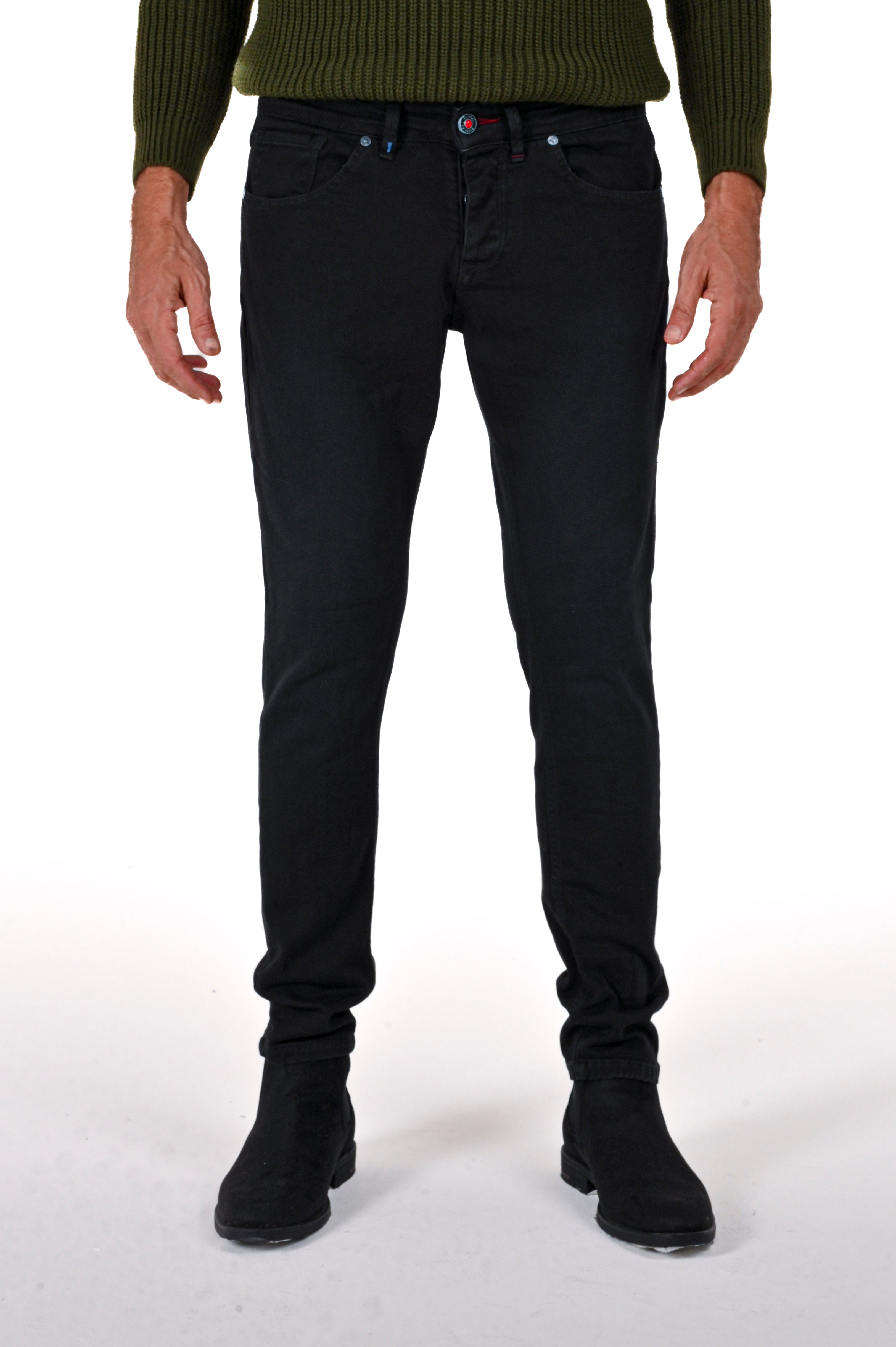 Pantaloni in cotone slim New London Bull nero FW24/25