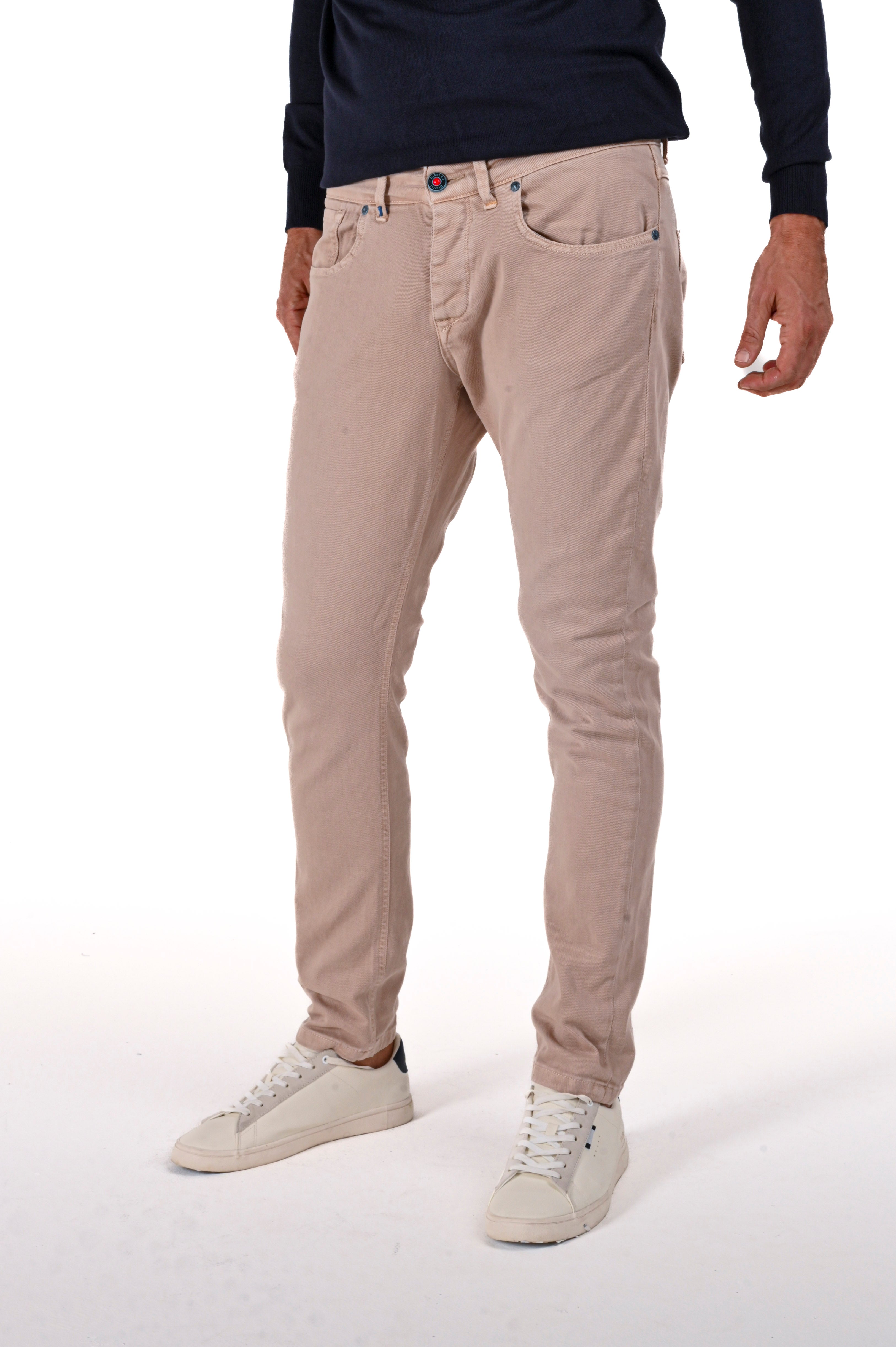 Pantaloni in cotone slim New London Bull beige FW24/25