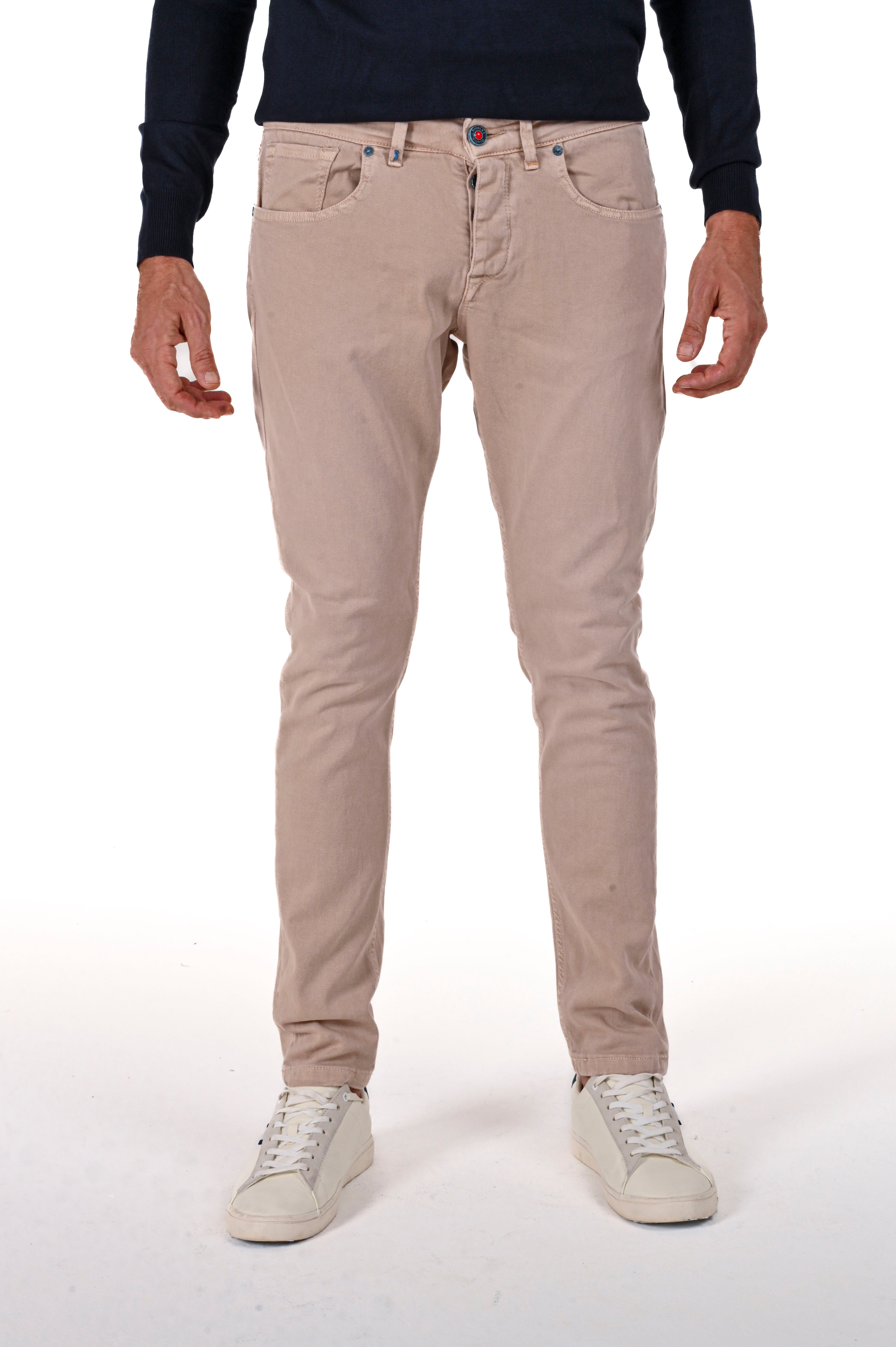 Pantaloni in cotone slim New London Bull beige FW24/25