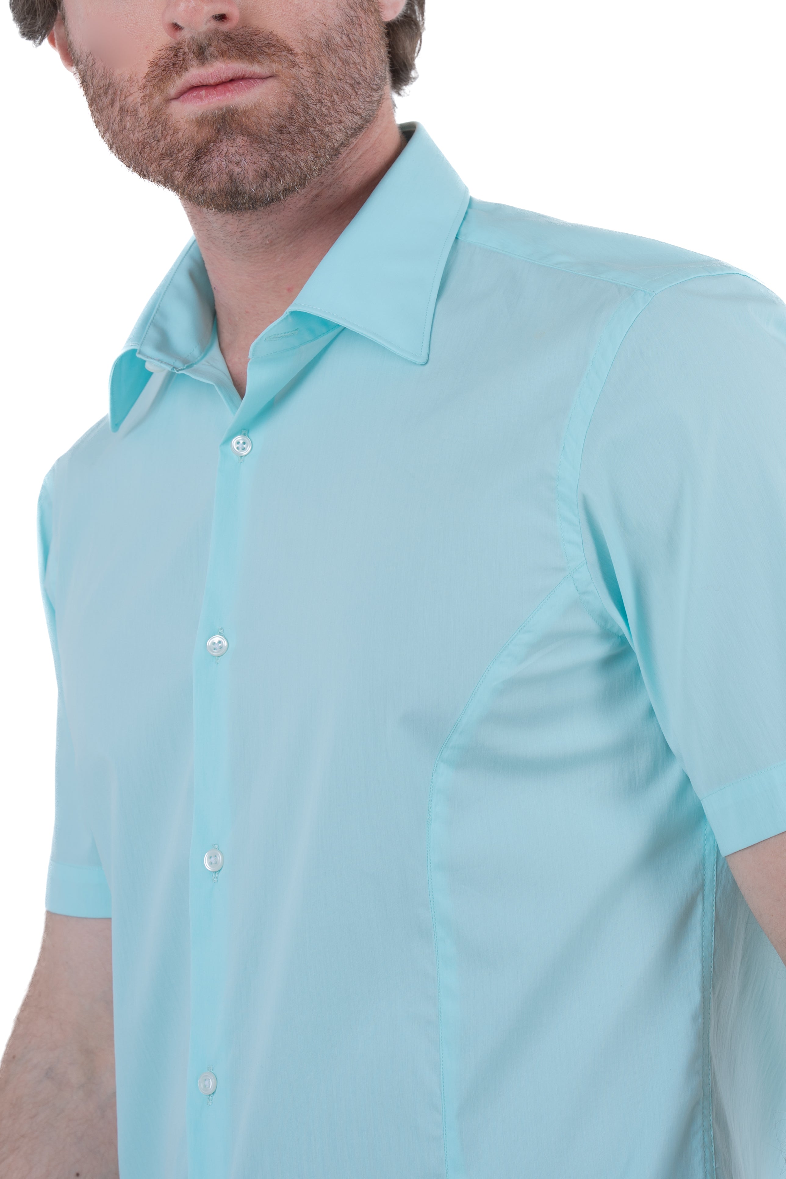 Regular Cotton Shirt Half Sleeve Aqua Green SS25