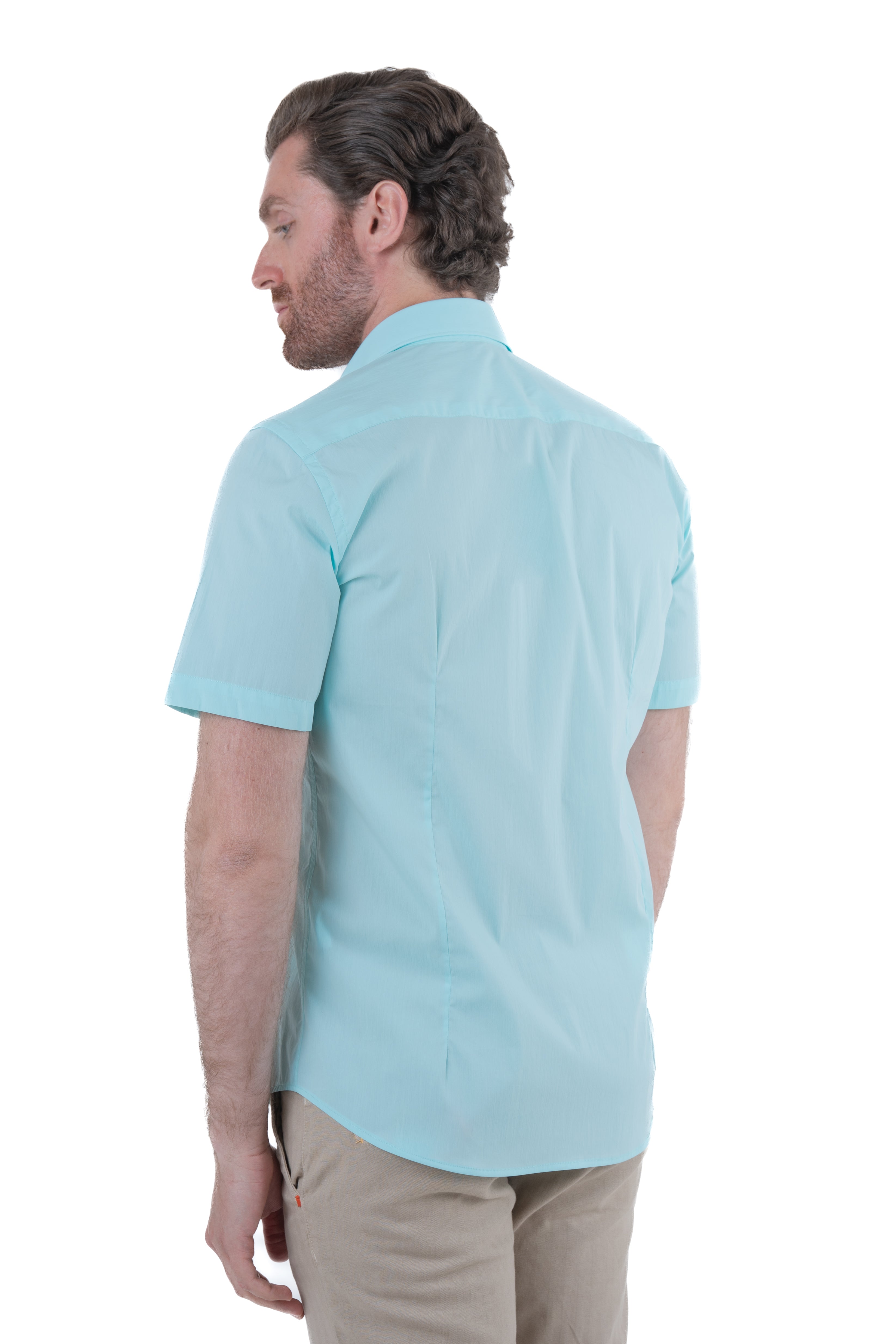 Regular Cotton Shirt Half Sleeve Aqua Green SS25