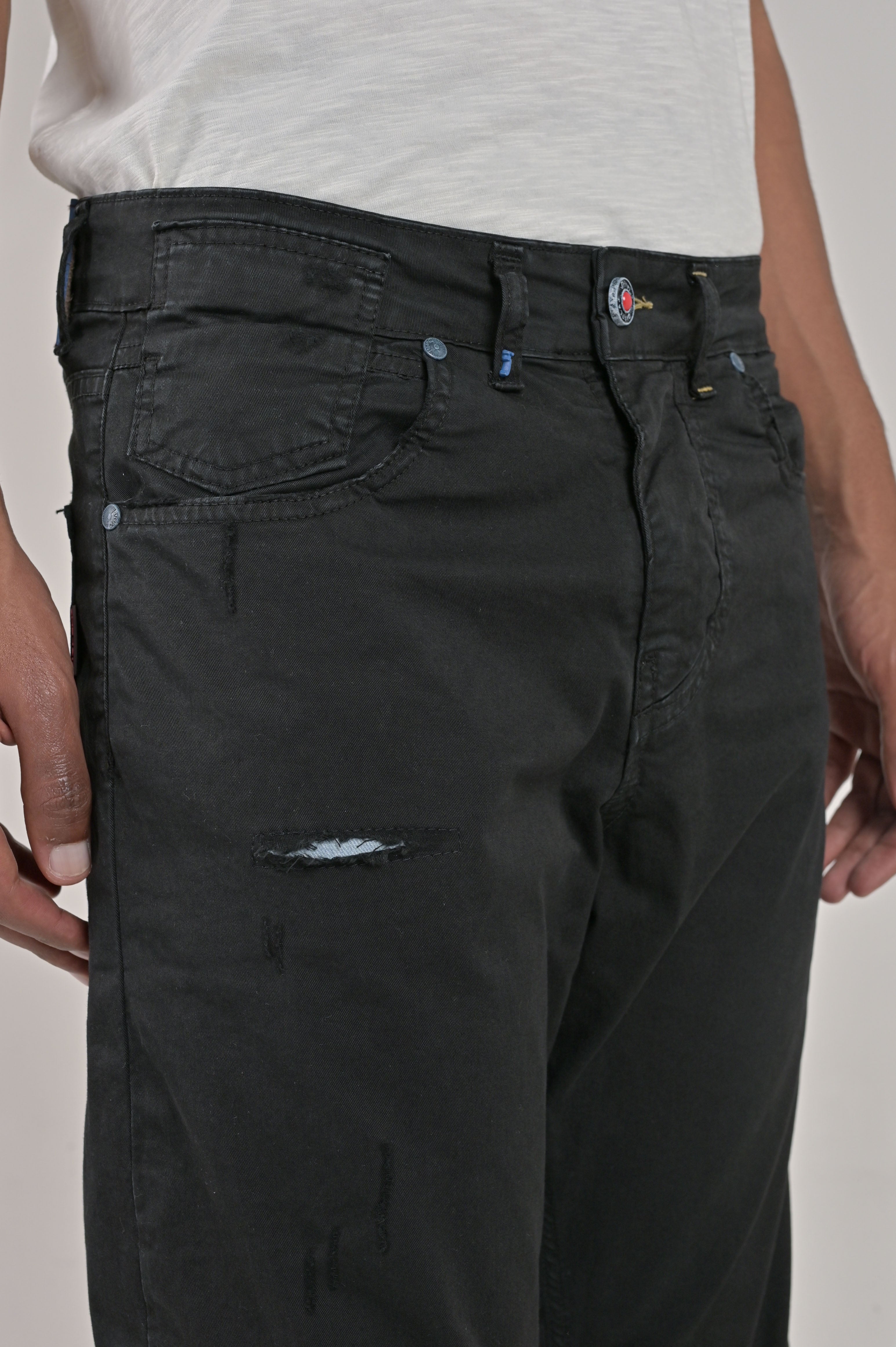 Pantaloni in cotone tapered Kron AM3 nero SS24