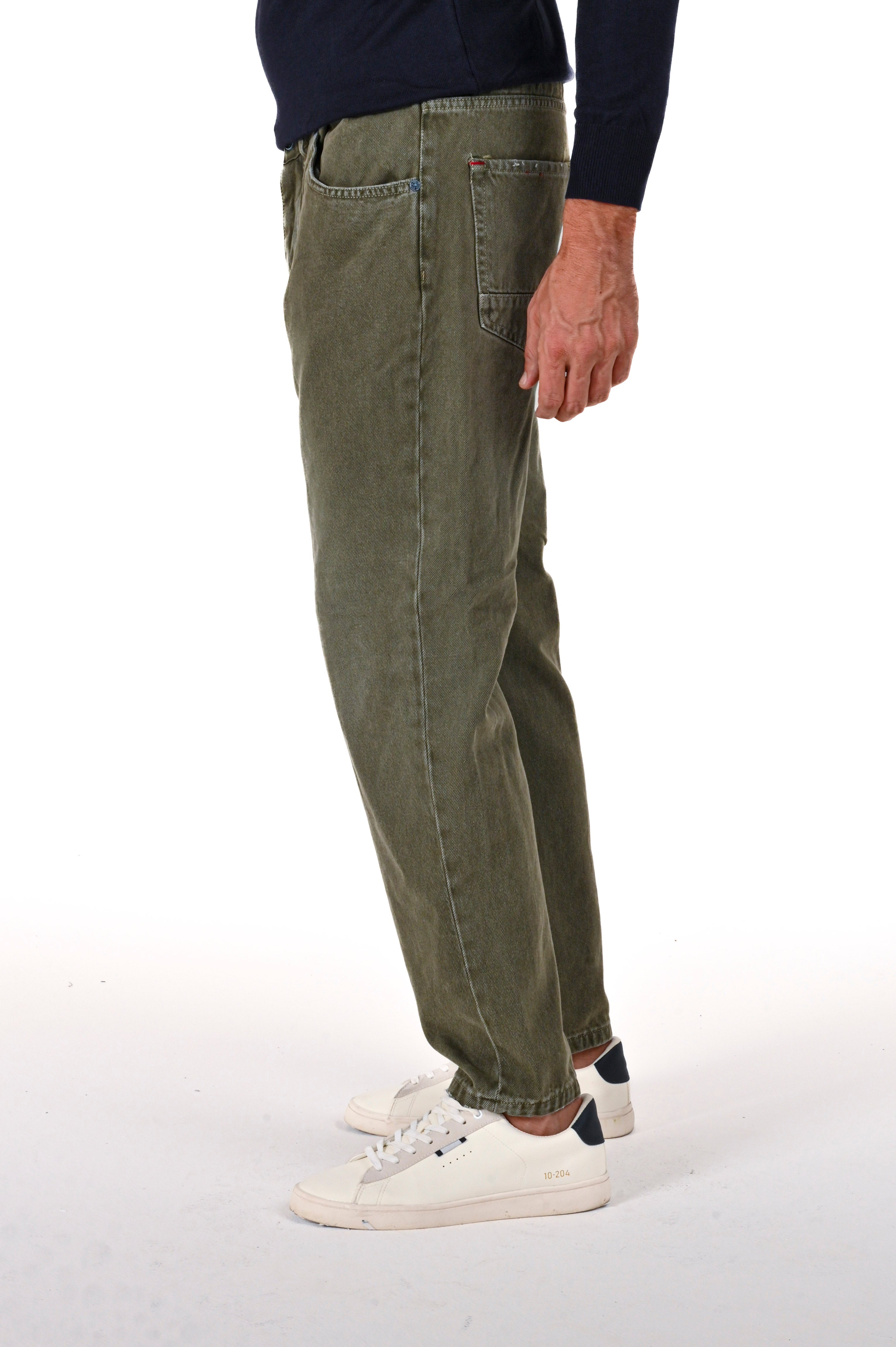 Pantaloni in cotone regular New Wolf Bull verde FW24/25