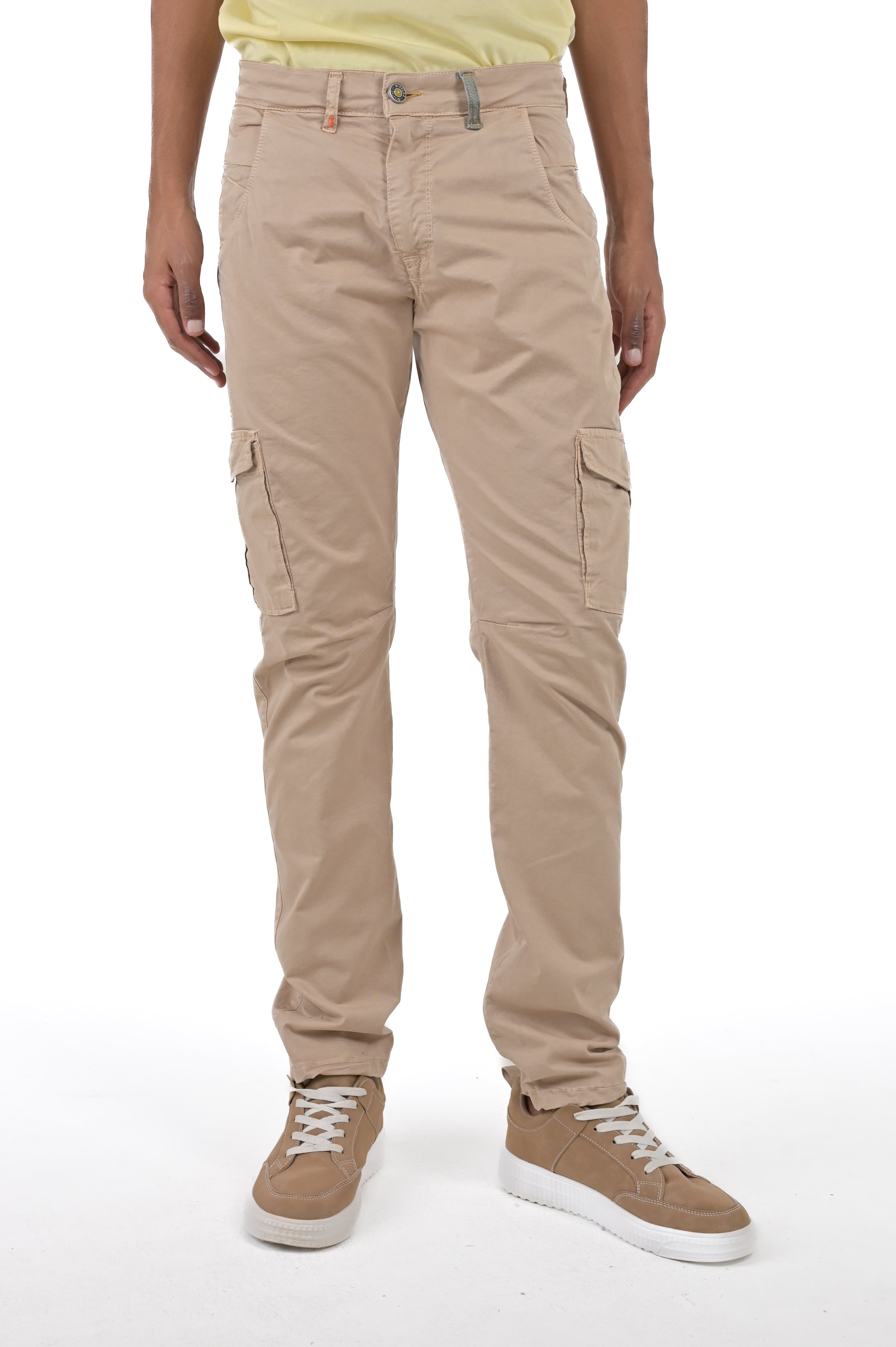 Cezanne Beige Slim Cotton Trousers SS24