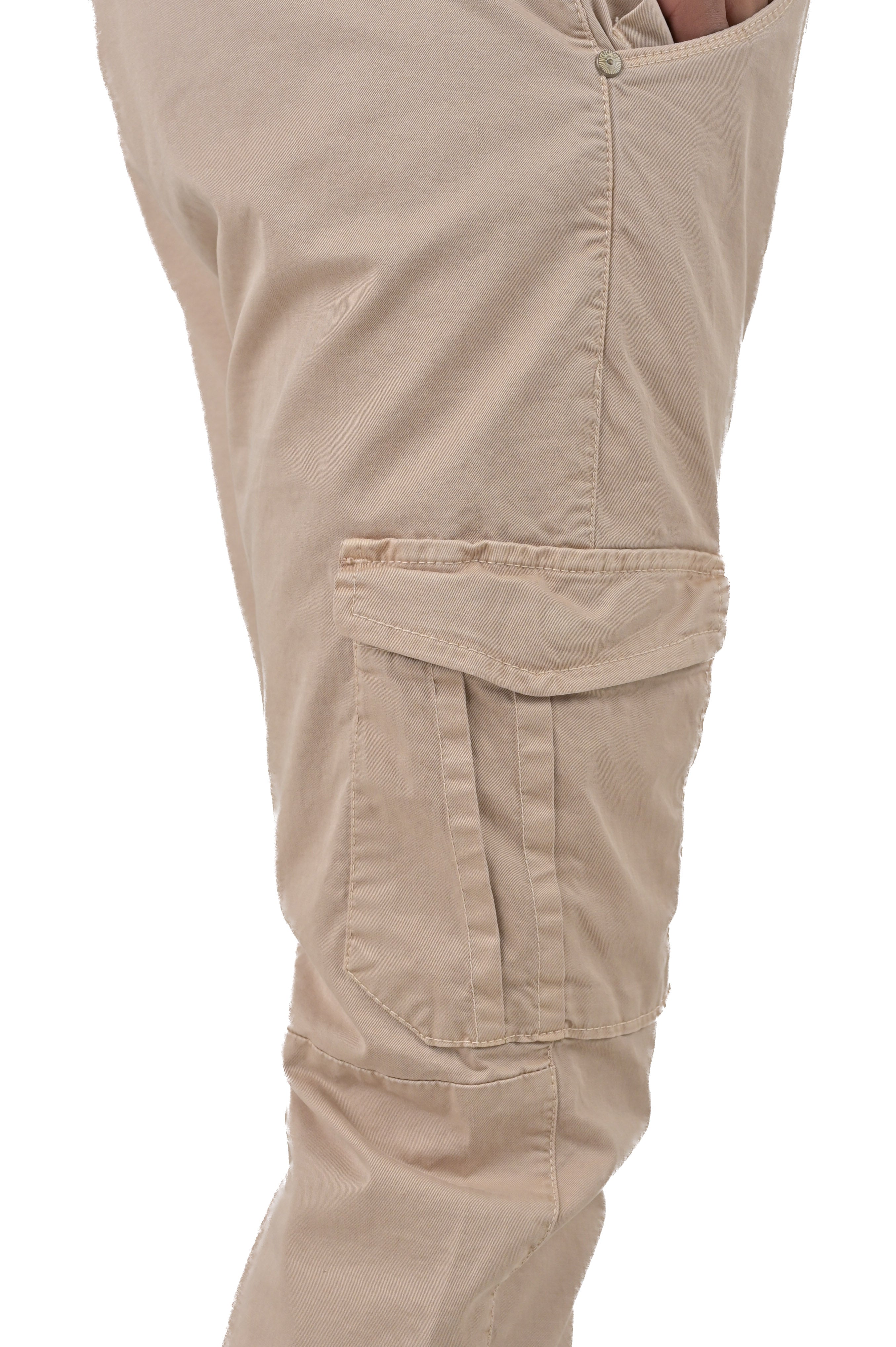 Cezanne Beige Slim Cotton Trousers SS24