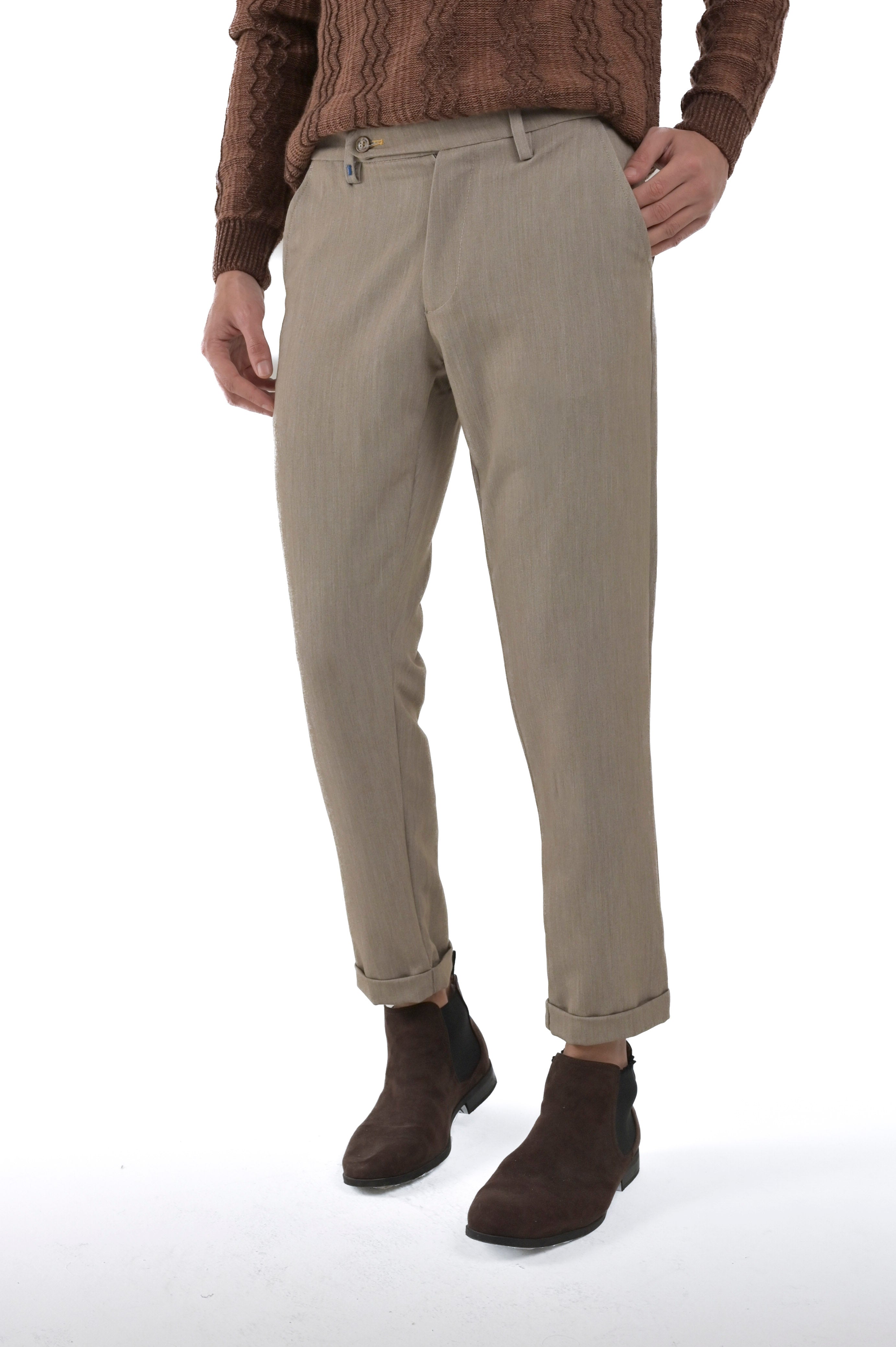 Pantaloni classici slim Racket Wool terra FW24/25