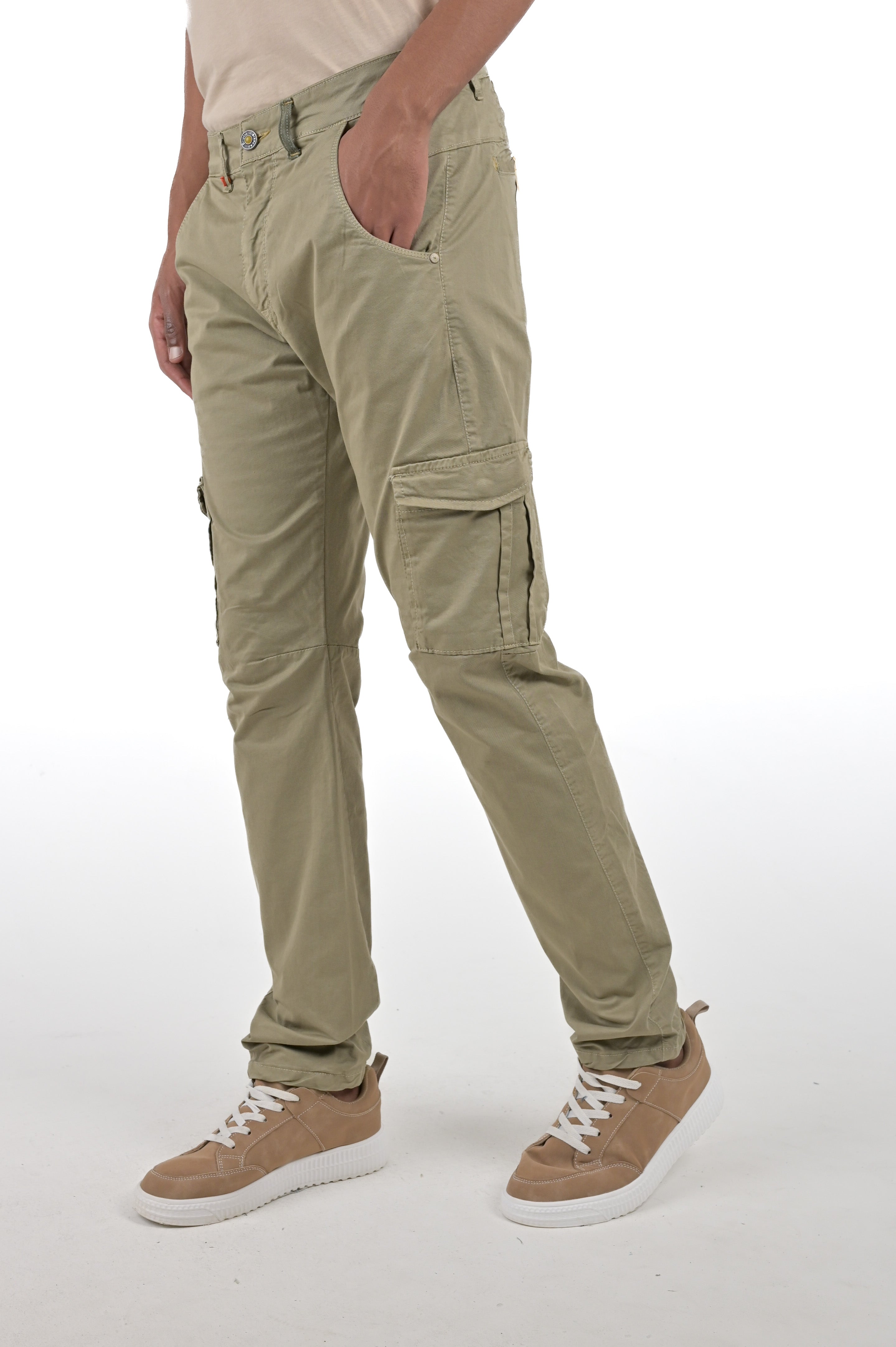 Cezanne Slim Cotton Pants Green SS24