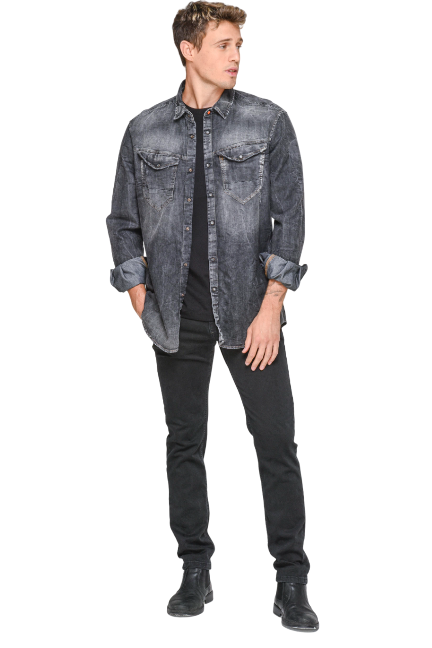 Camicia in denim Regular Park BLK Marmorizzato FW22/23