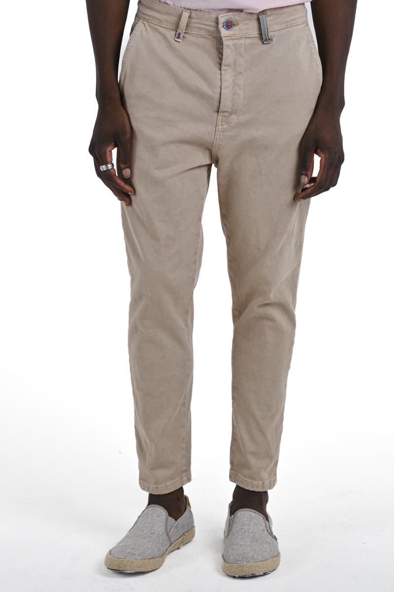 Pantaloni in cotone slim Groove Libeccio Beige SS24