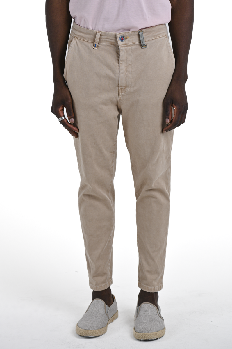 Pantaloni in cotone slim Groove Libeccio Beige SS24