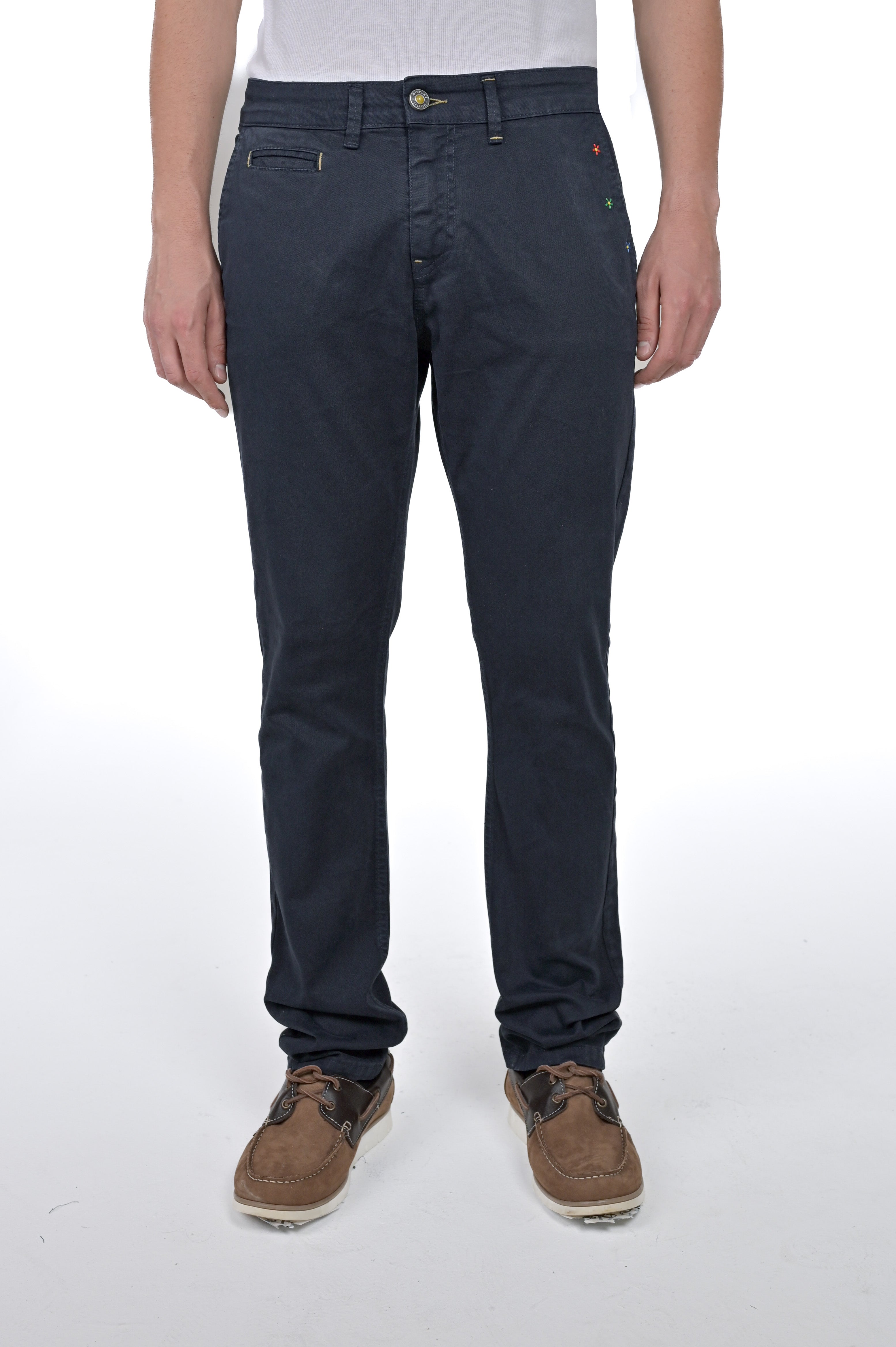 Pantaloni in cotone slim Kinos Ricamo blu FW24/25