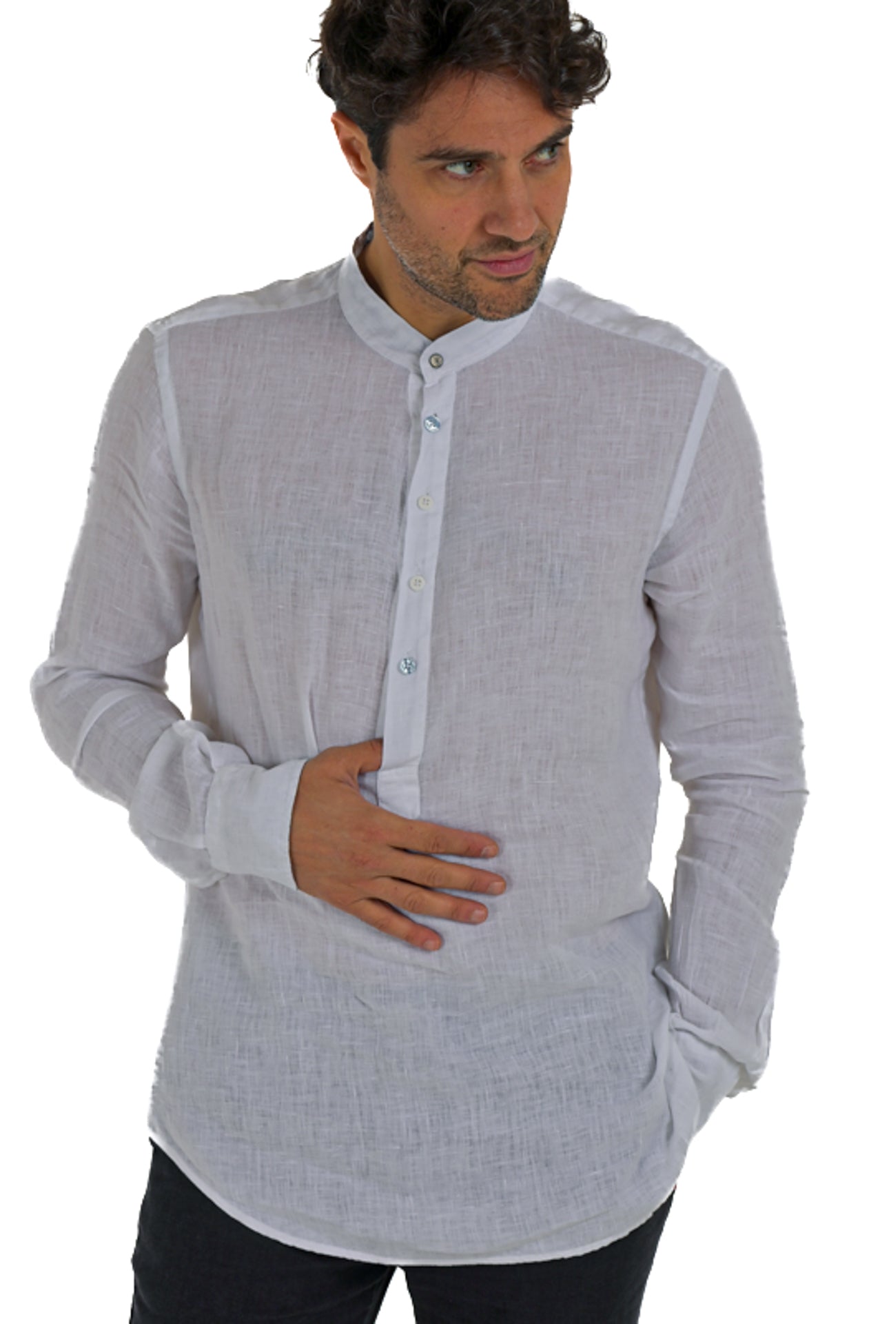 Camicia in lino regular Paul Lino Bianco SS24