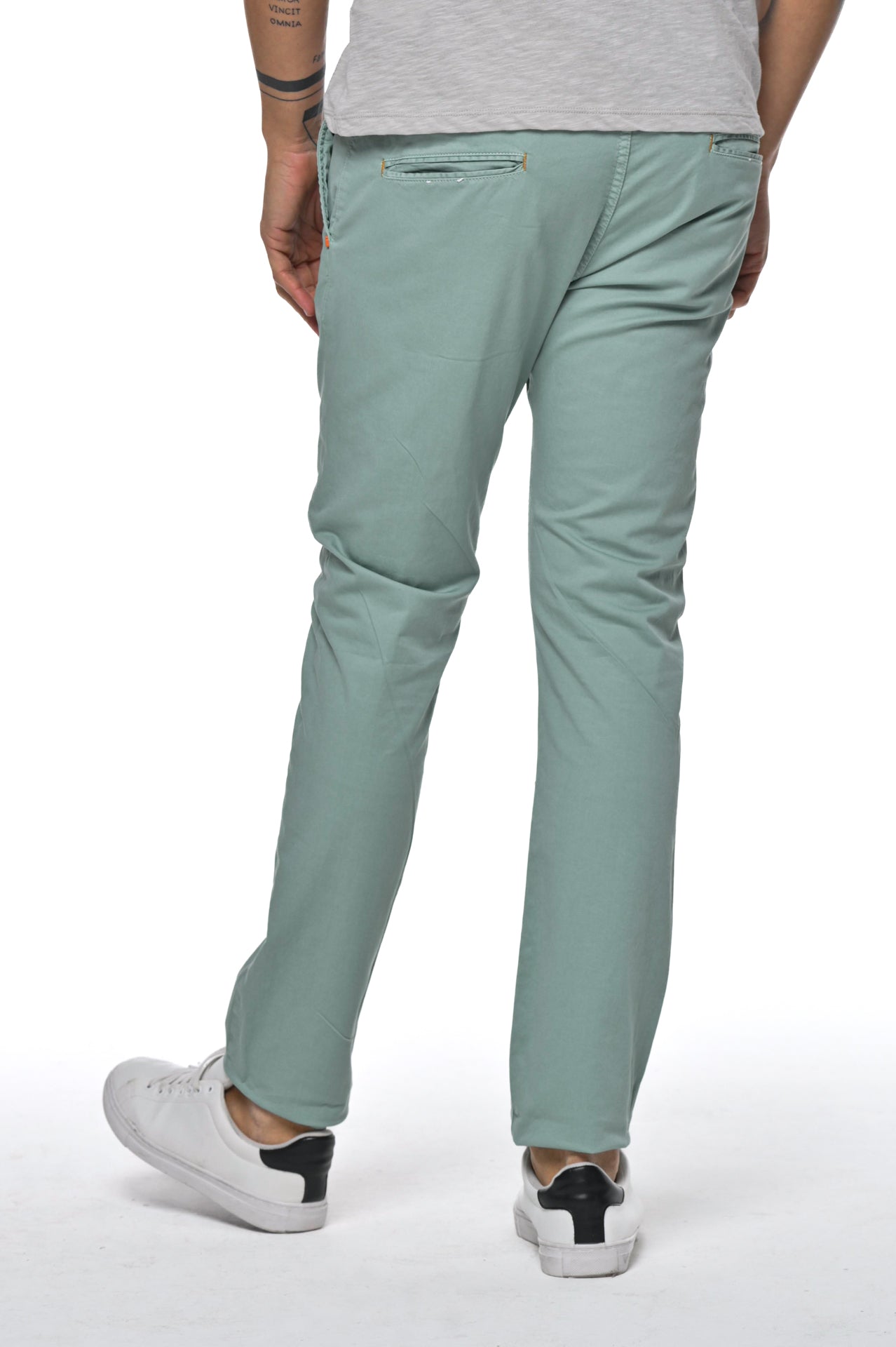 Pantaloni in cotone slim Kinos Verde Acqua SS26