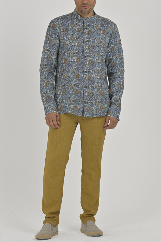 Men's shirt with mandarin collar LEO linen ST 2 - Displaj