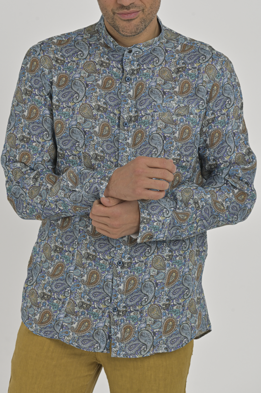 Camicia uomo con collo coreano LEO lino ST 2 - Displaj