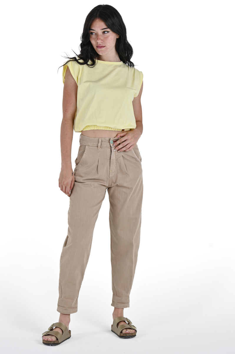 Pantaloni donna baggy Carrie Sabbia SS24