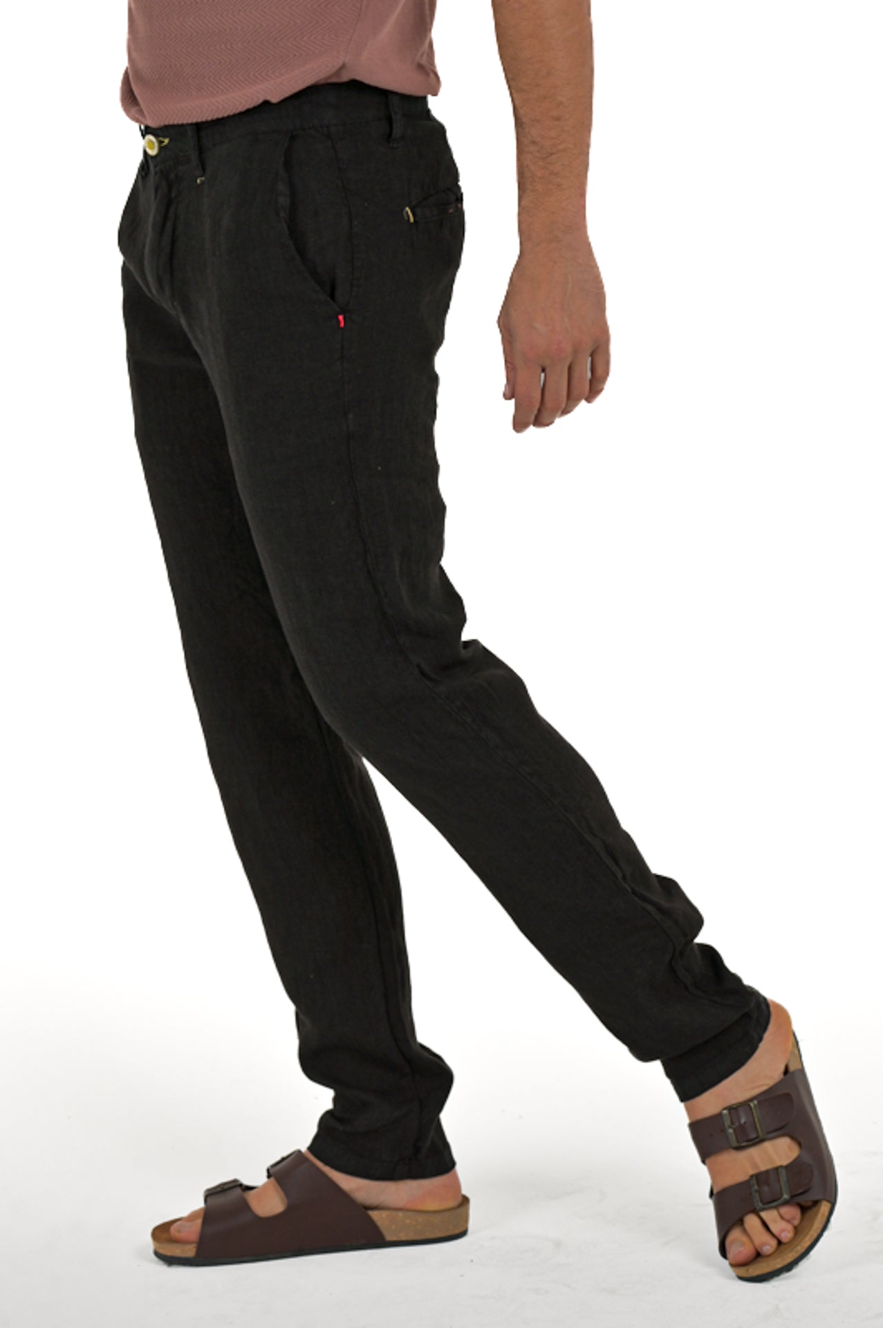 Pantaloni slim Sonic Lino Nero SS24