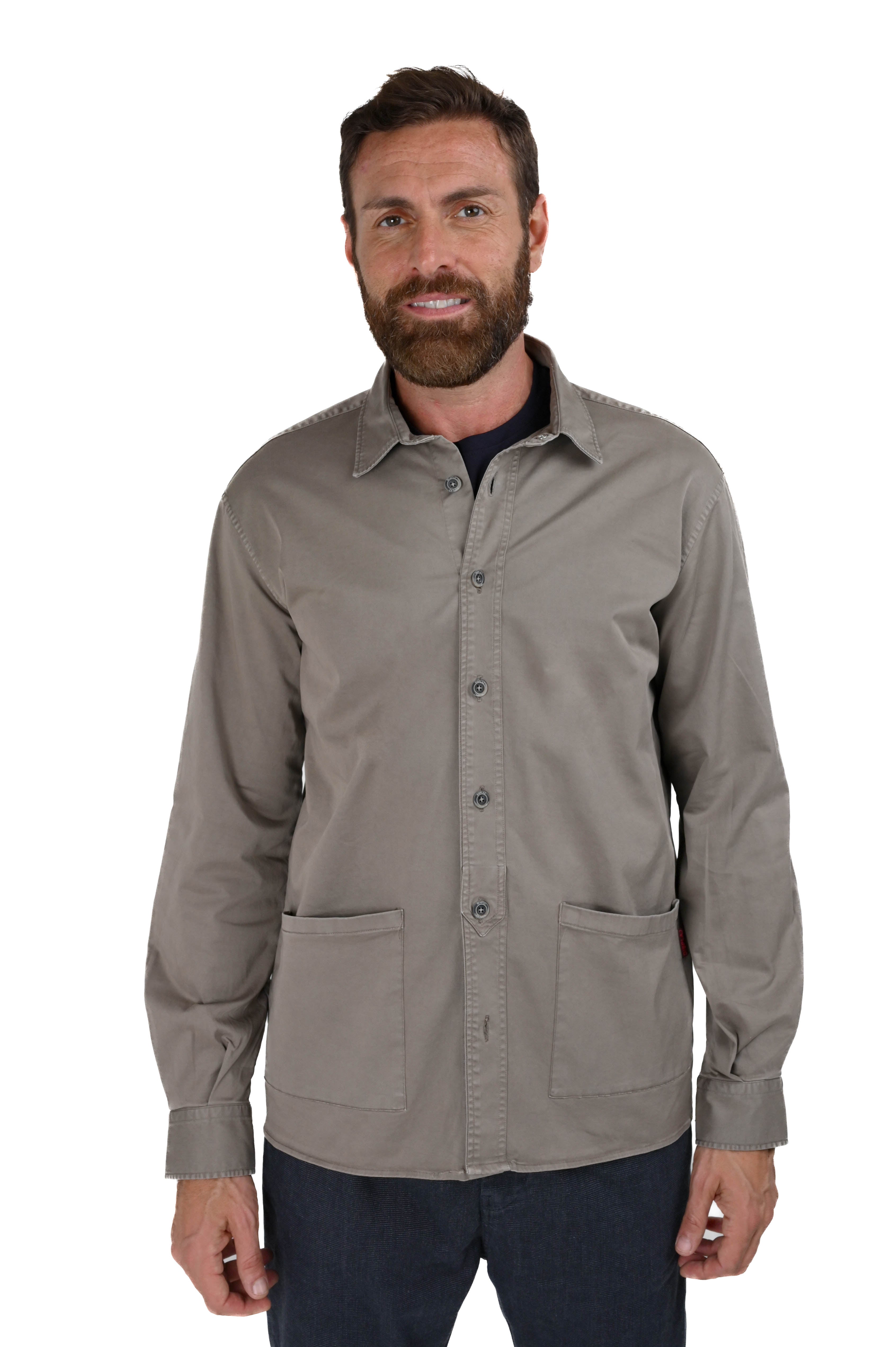 Sun Bull beige regular cotton shirt FW24/25