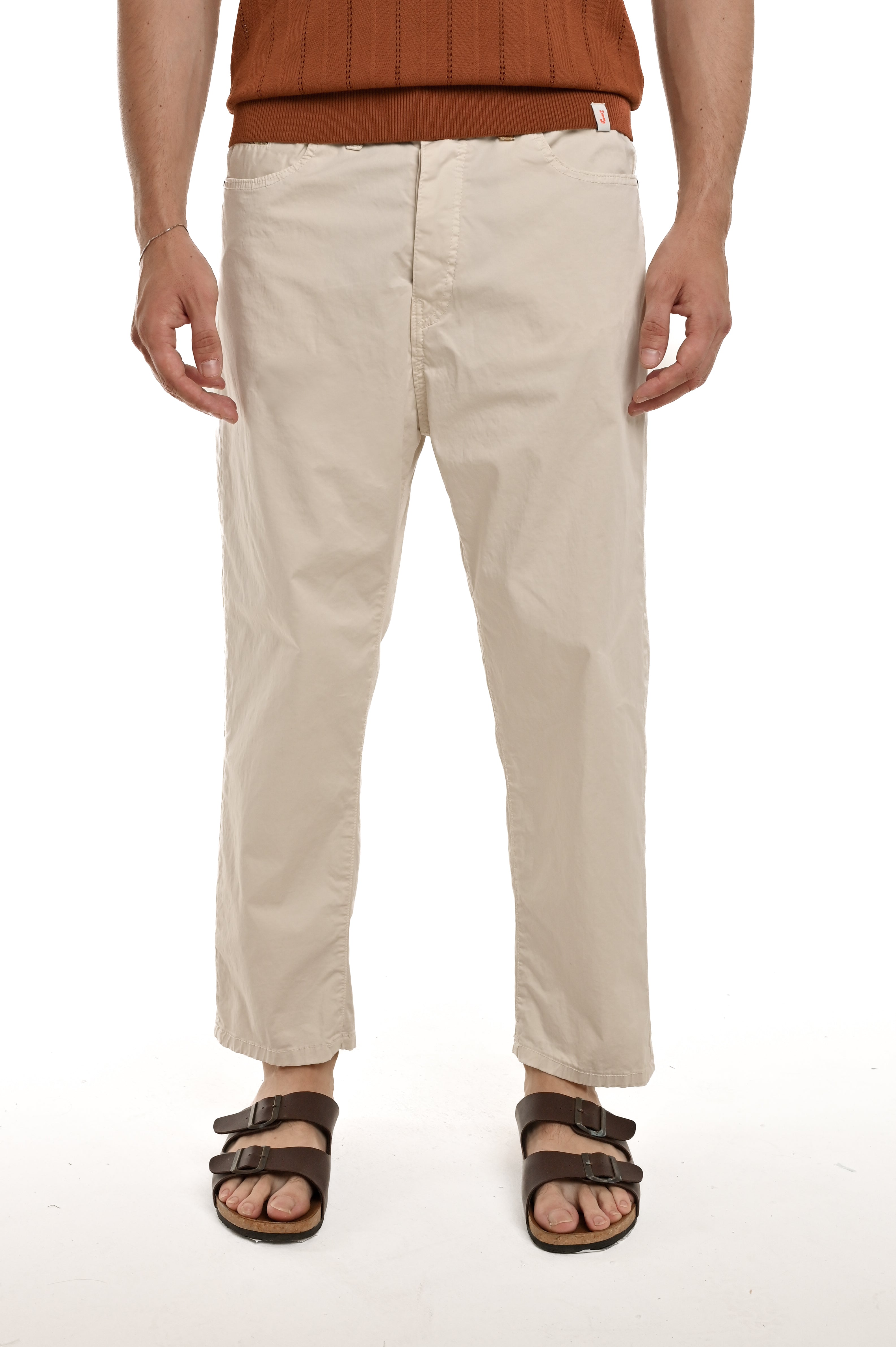 Pantaloni in cotone loose King Raso panna SS25