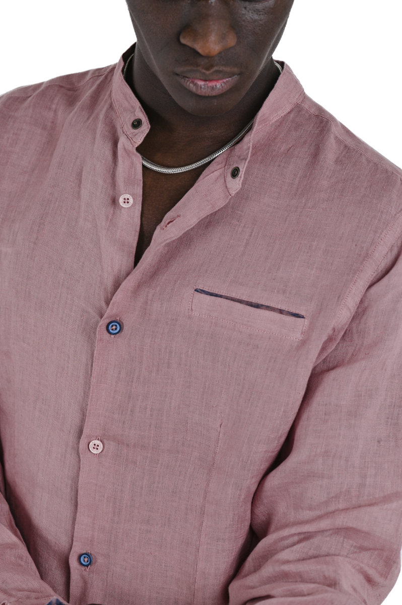 Camicia in lino regular Leo Lino Rosa SS26