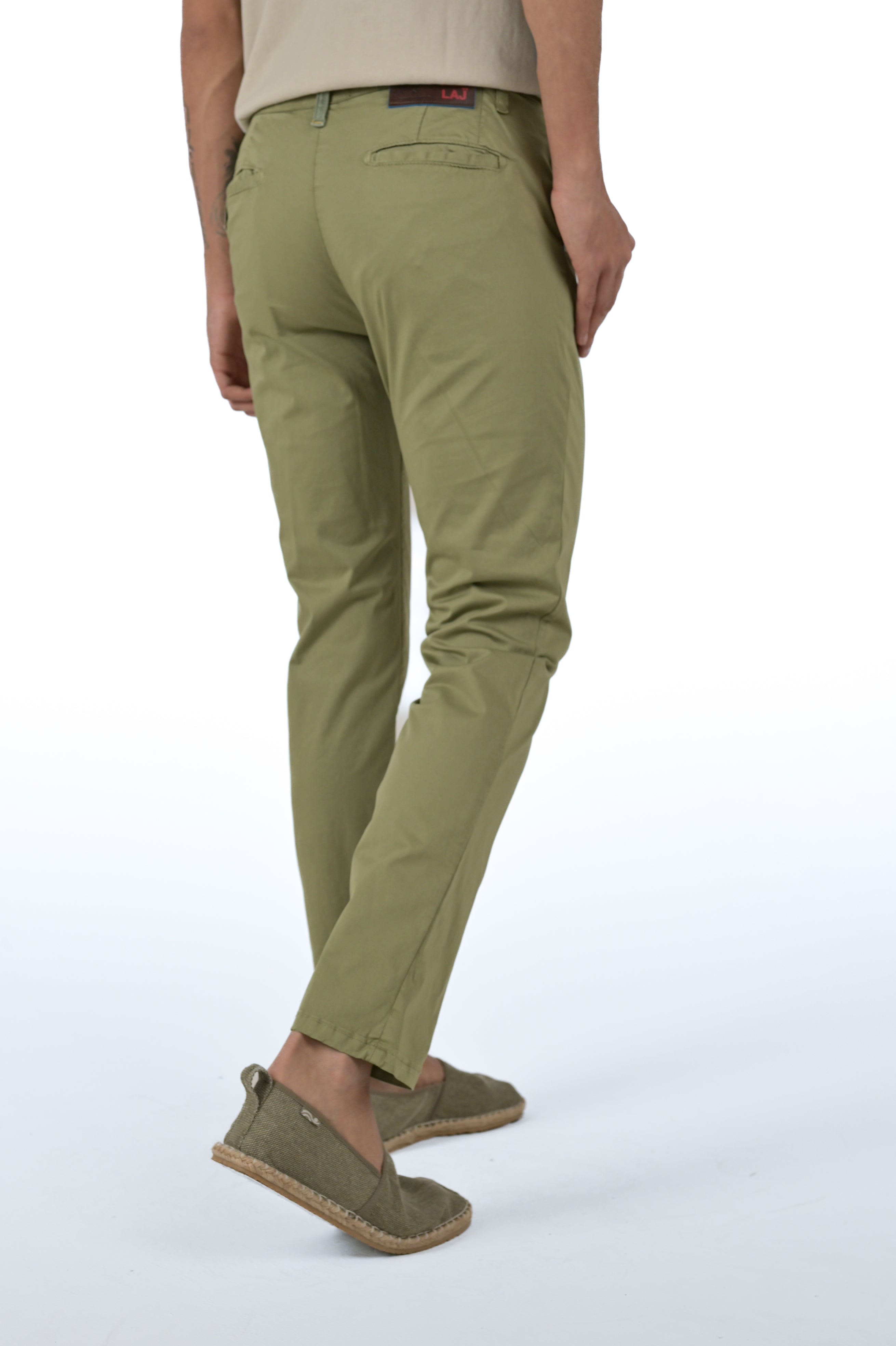 Pantaloni in cotone slim Sonic Raso verde SS26