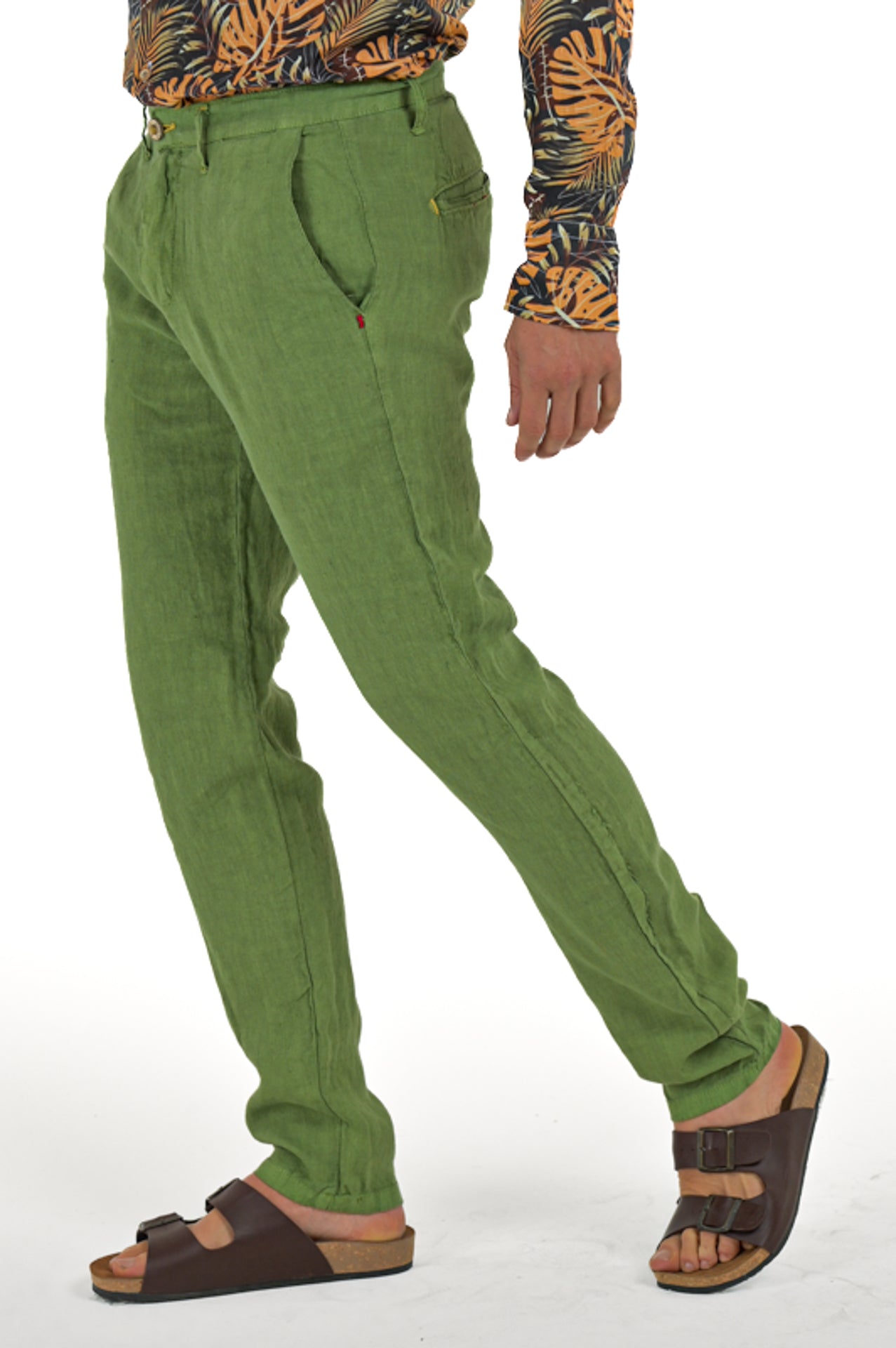 Pantalon slim Sonic Lino Verde Pera SS24