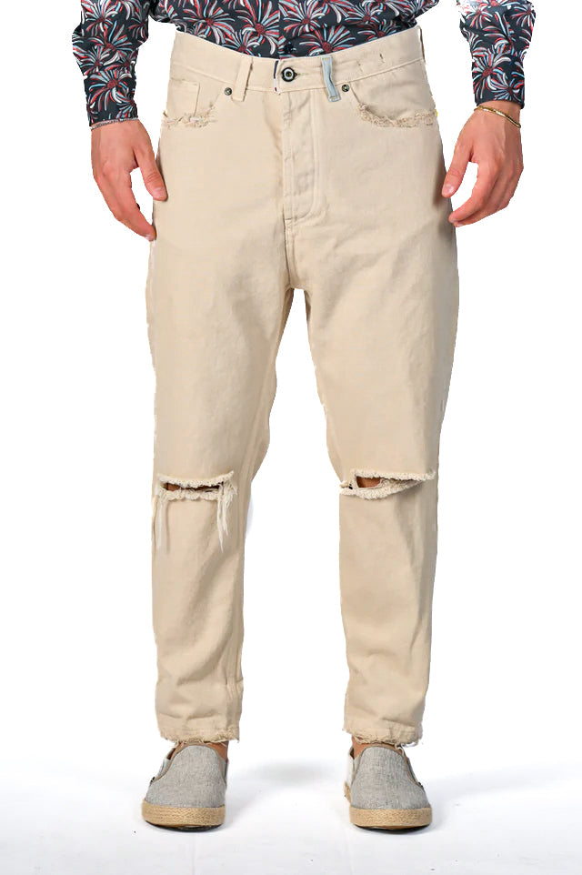 Loose Wide Astra Beige Cotton Pants SS22