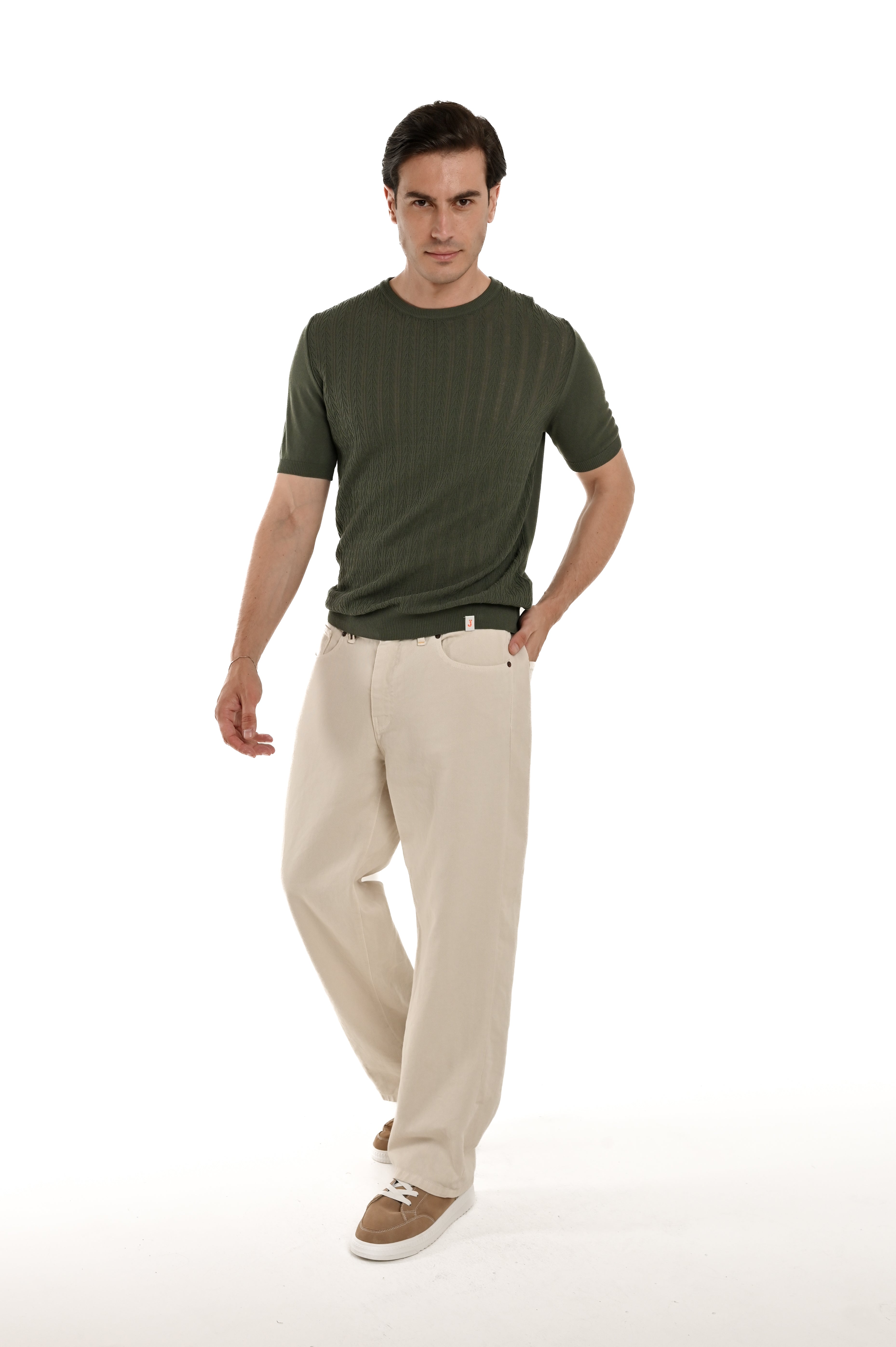 Pantaloni in cotone loose Dick panna SS25