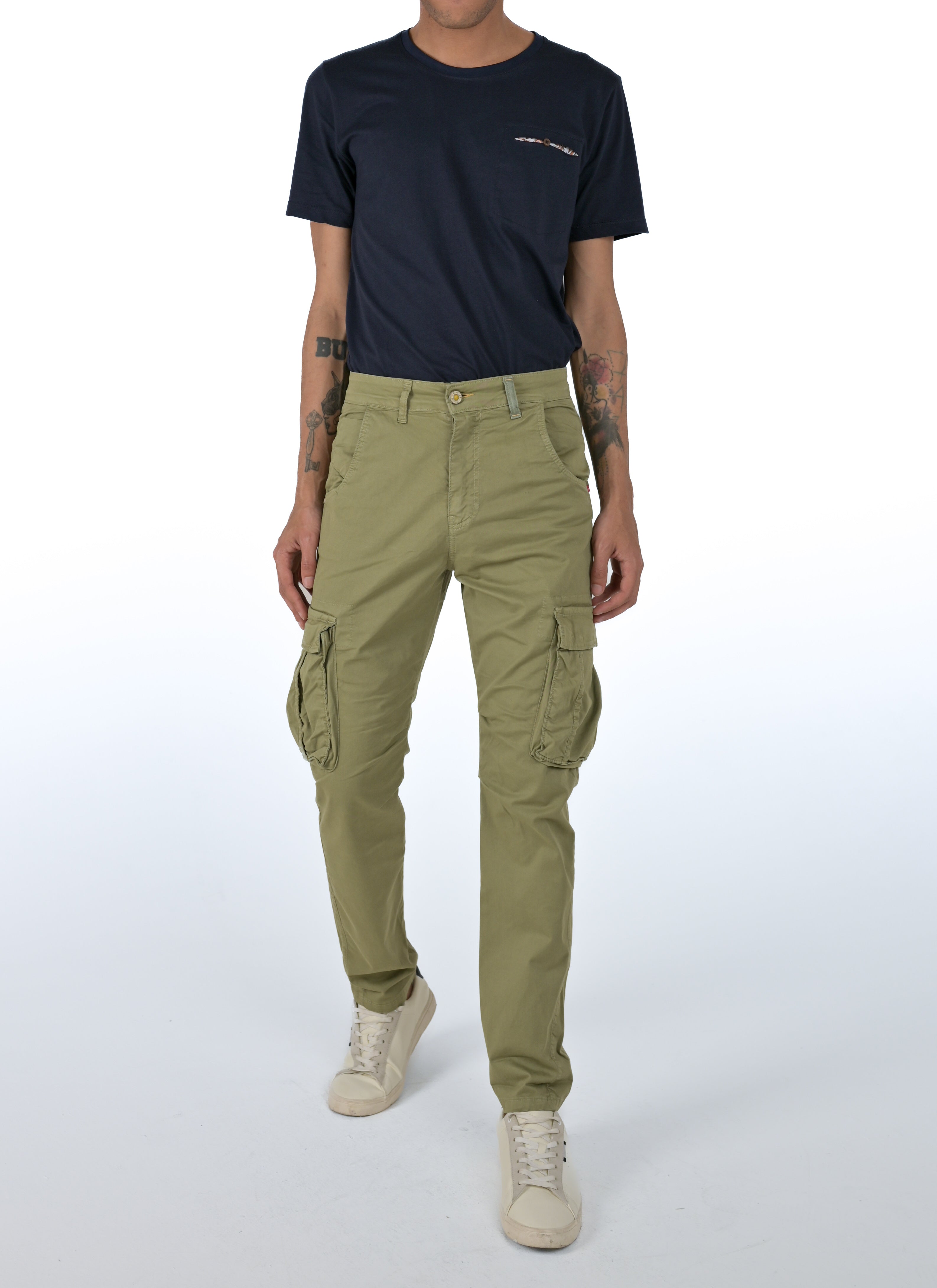 Marktas green cotton slim trousers SS26