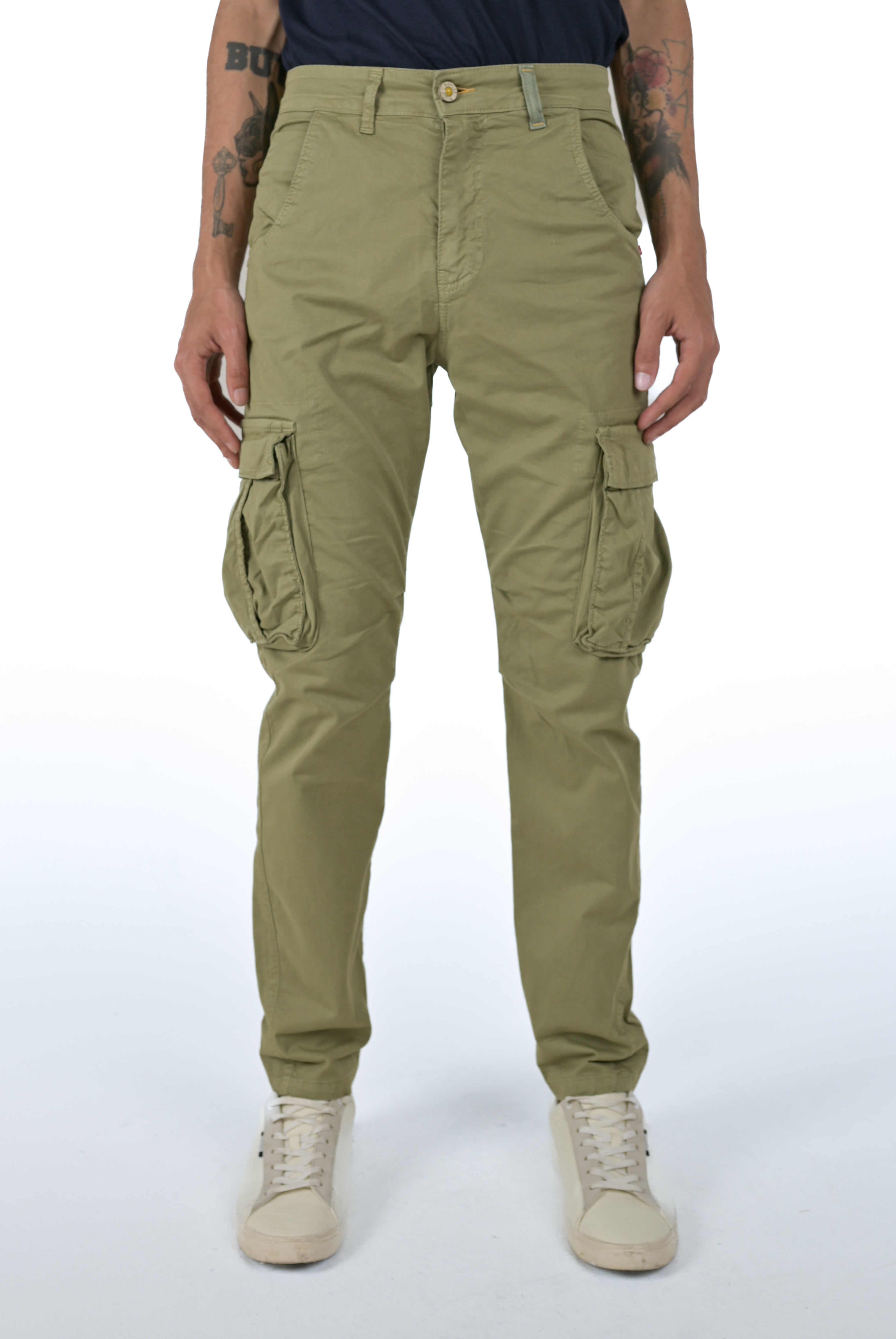 Marktas green cotton slim trousers SS26