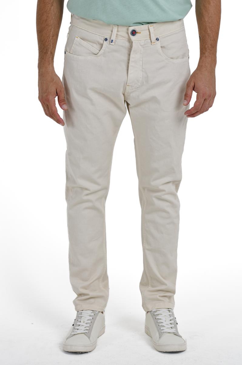 Kong DRL cream regular cotton trousers SS24