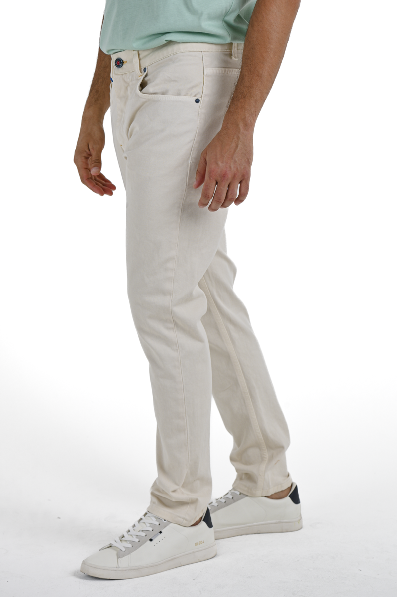 Kong DRL cream regular cotton trousers SS24