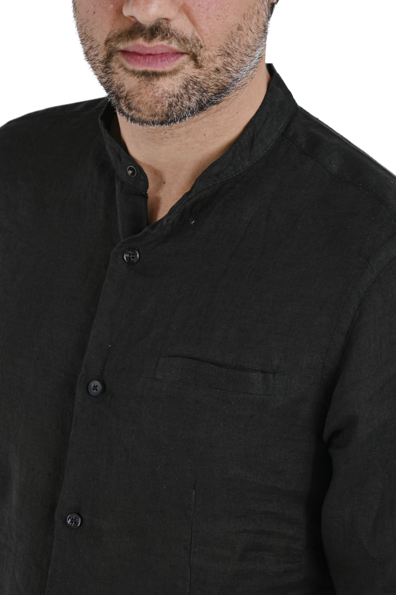 Leo Lino Nero SS25 Regular Linen Shirt
