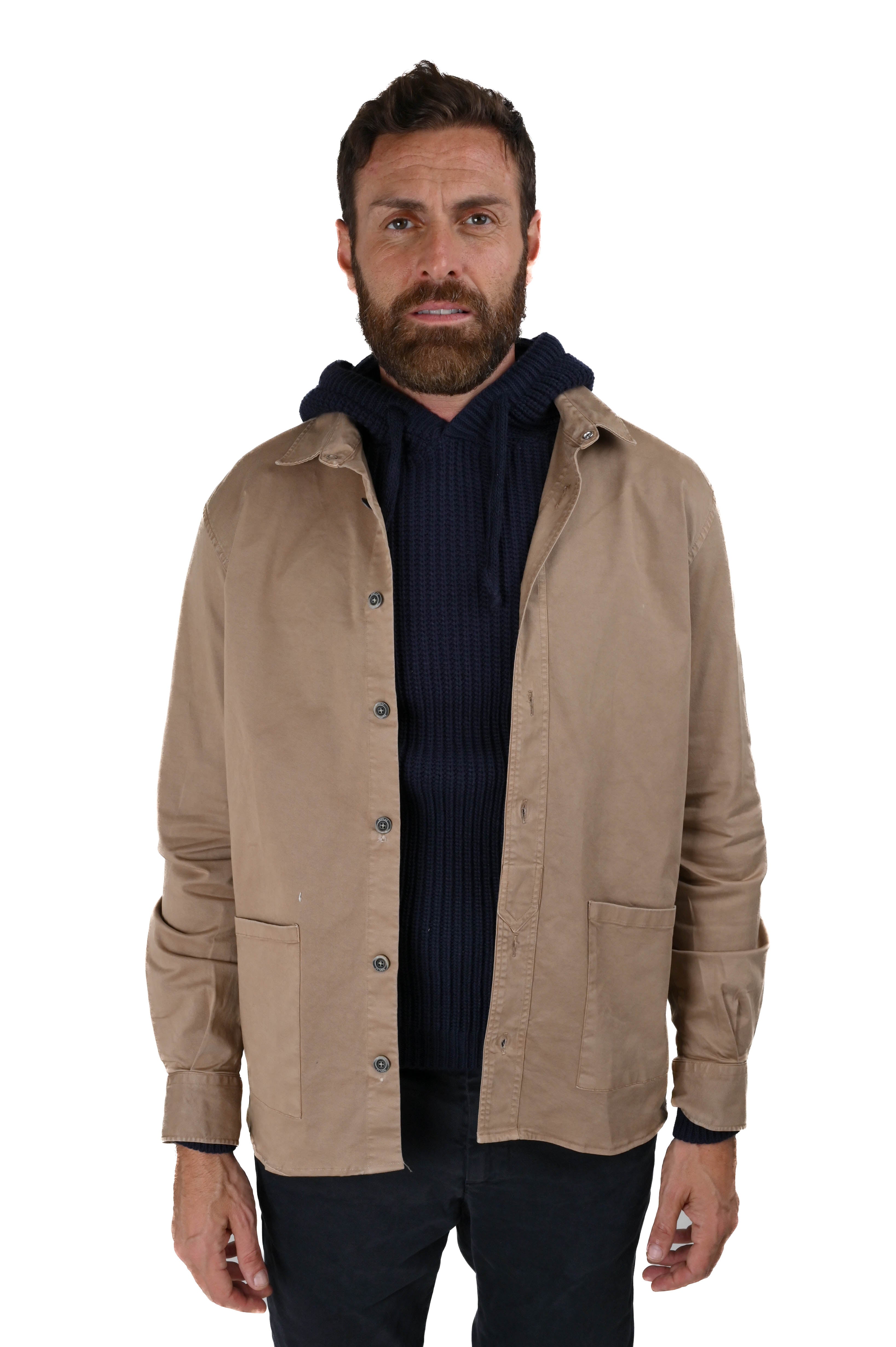 Sun Bull beige regular cotton shirt FW24/25