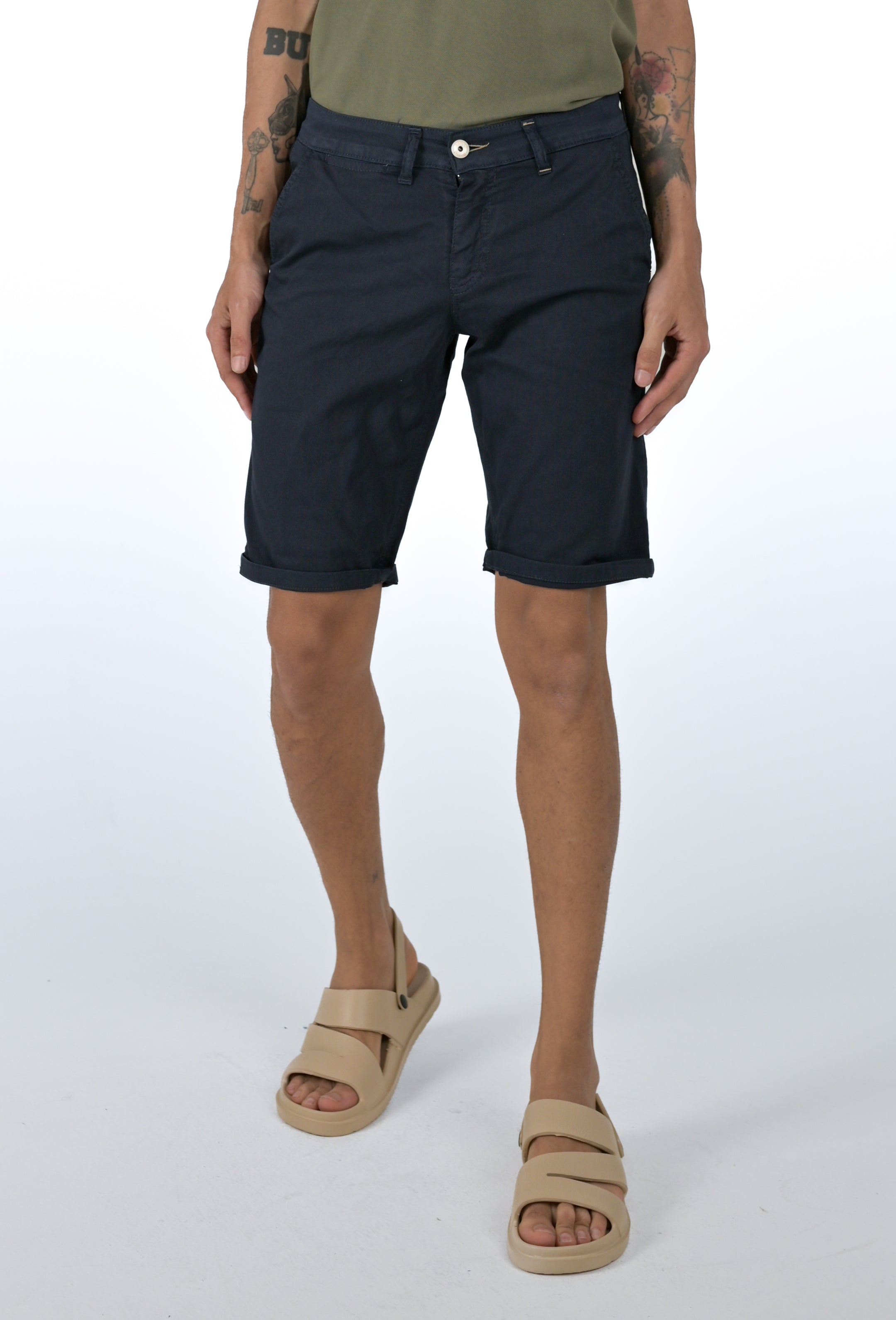 Bermuda in cotone slim Cristian Maldive Blu SS24