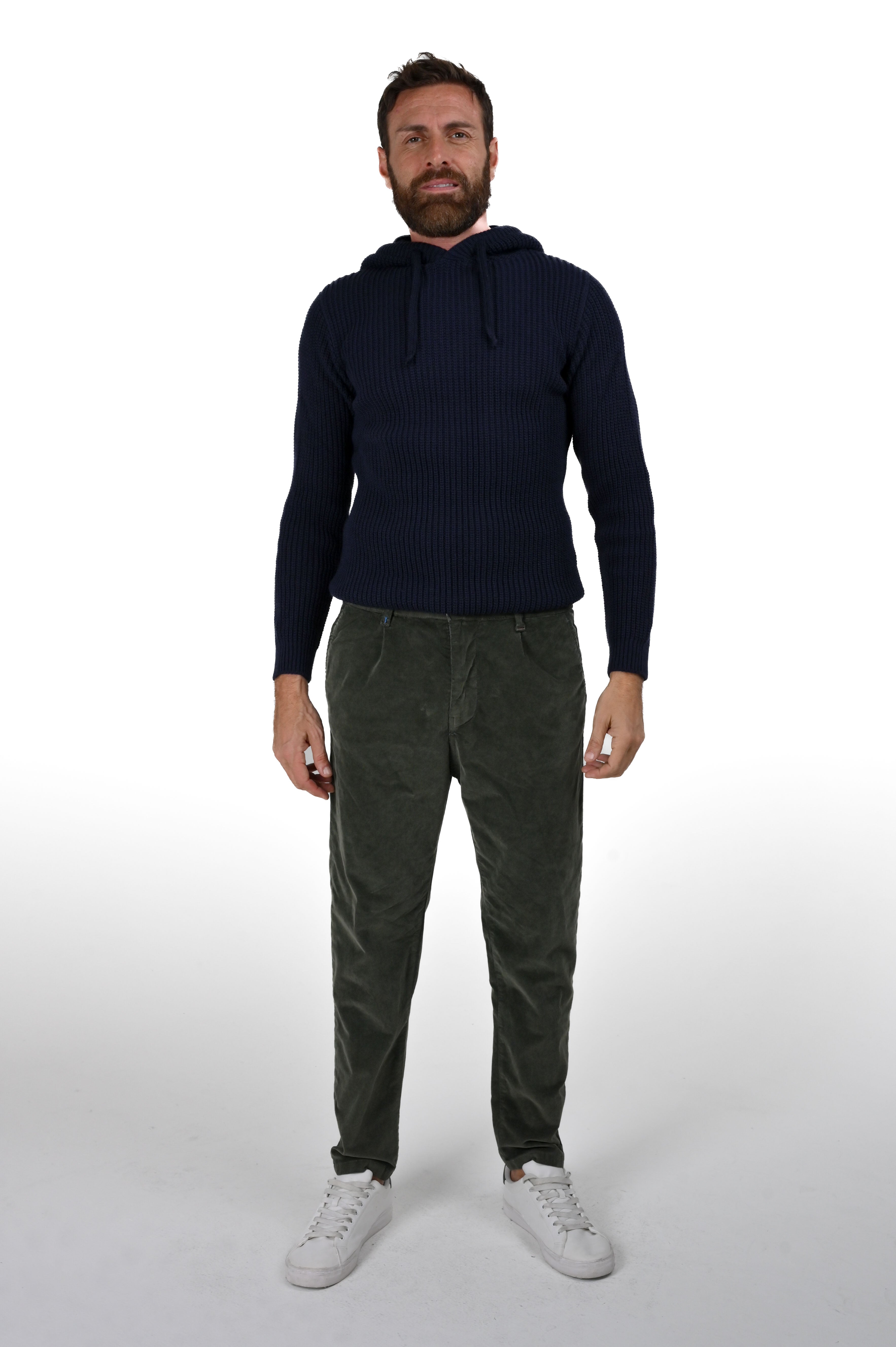 Pantaloni in velluto tapered New Private Jumbo Verde FW24/25