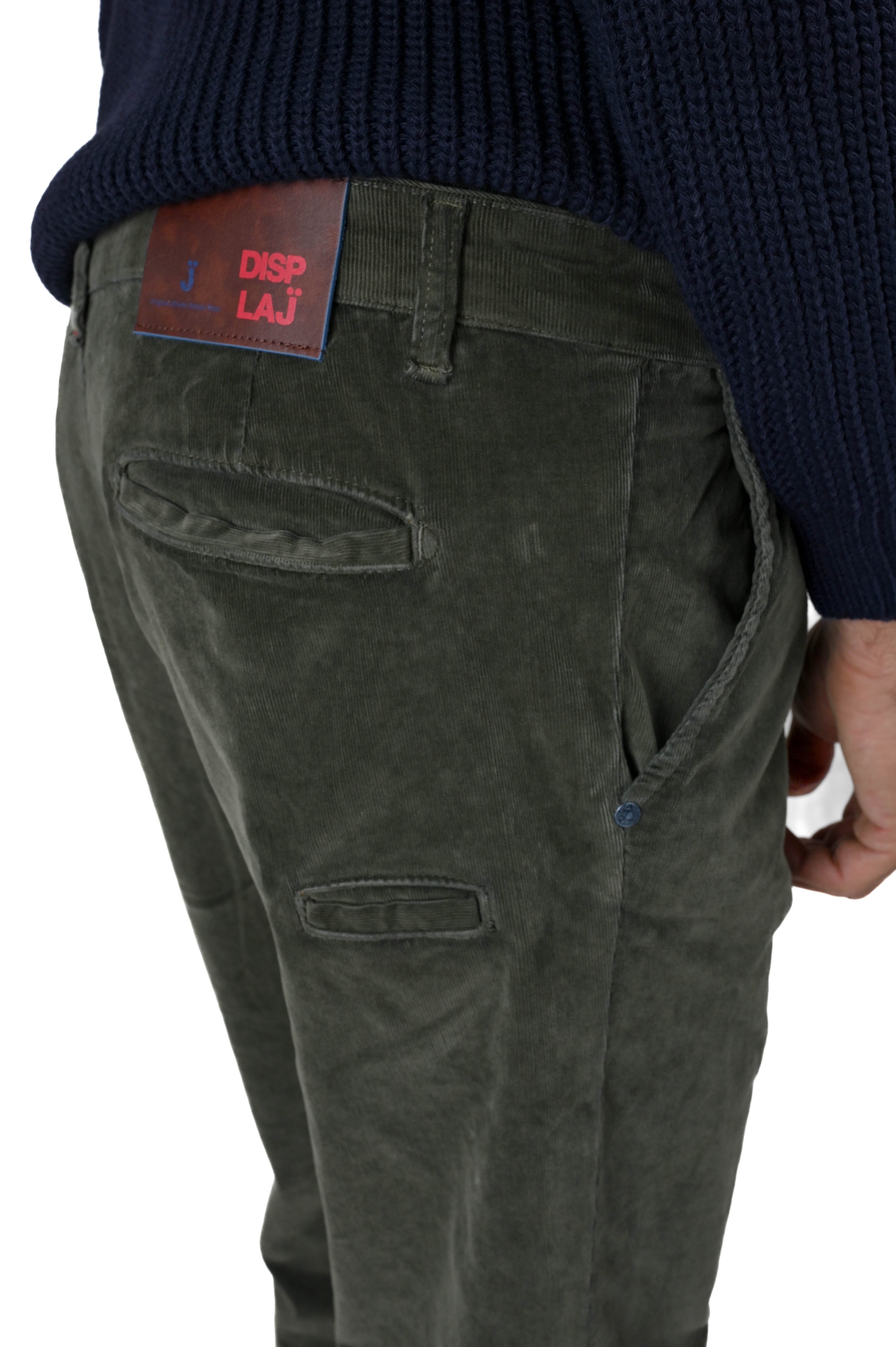 Pantaloni in velluto tapered New Private Jumbo Verde FW24/25