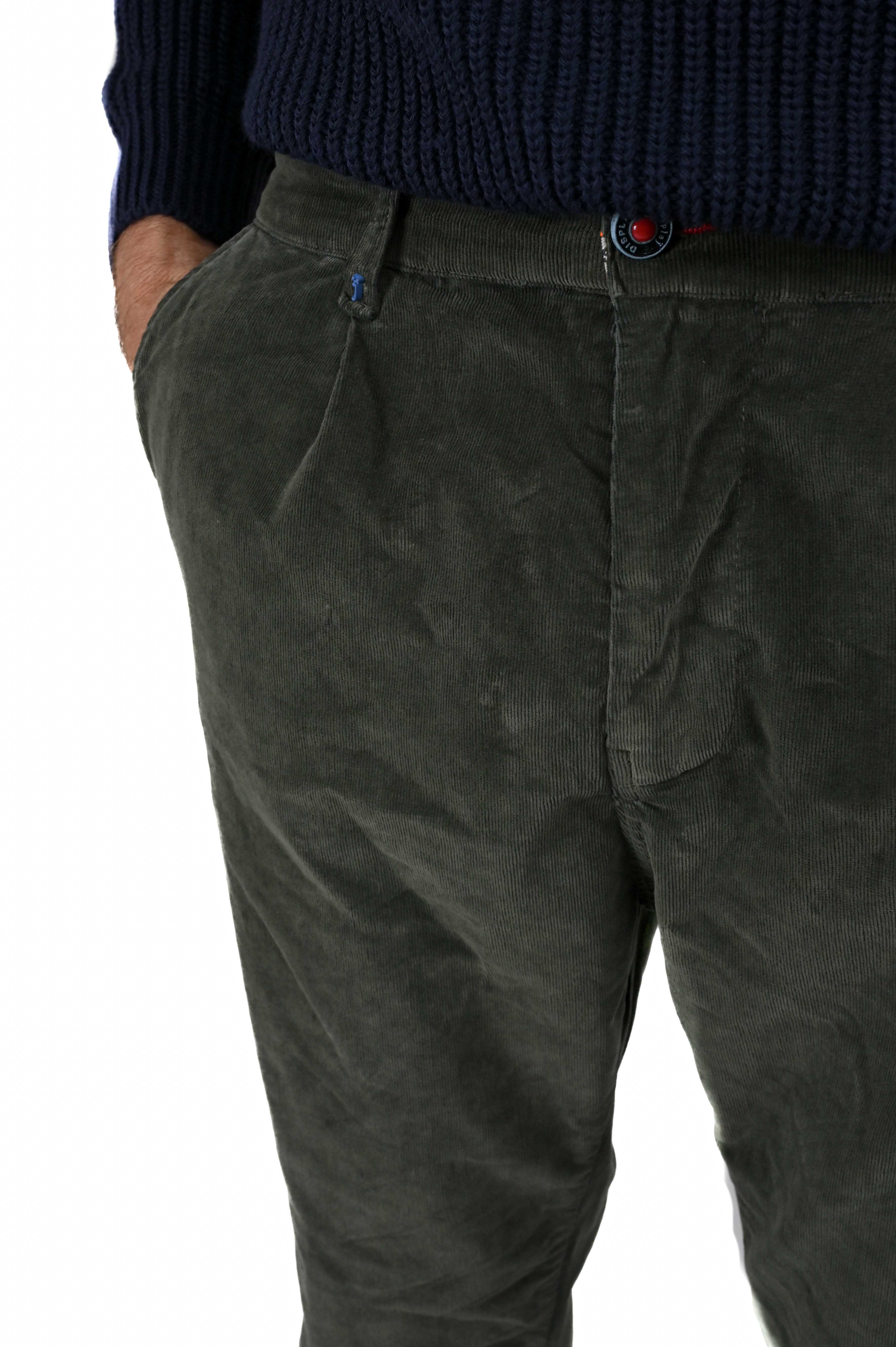 Pantaloni in velluto tapered New Private Jumbo Verde FW24/25