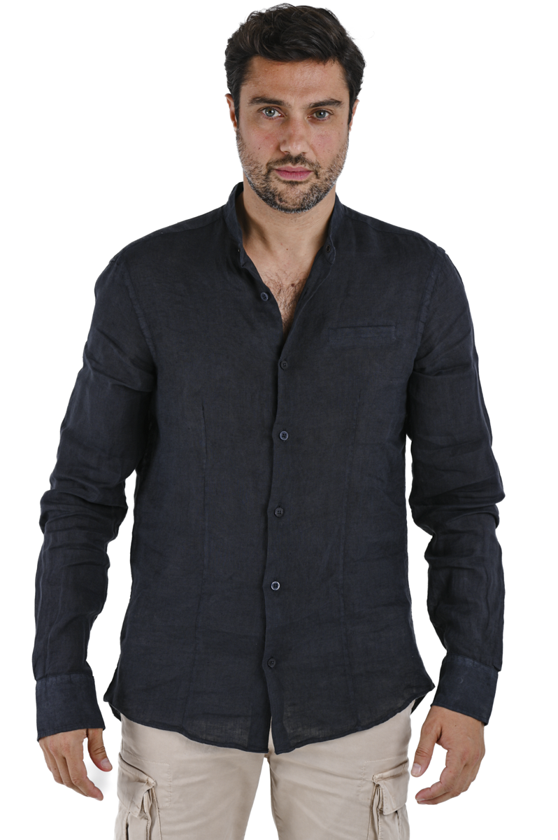 Camicia in lino regular Leo Lino Blu SS24